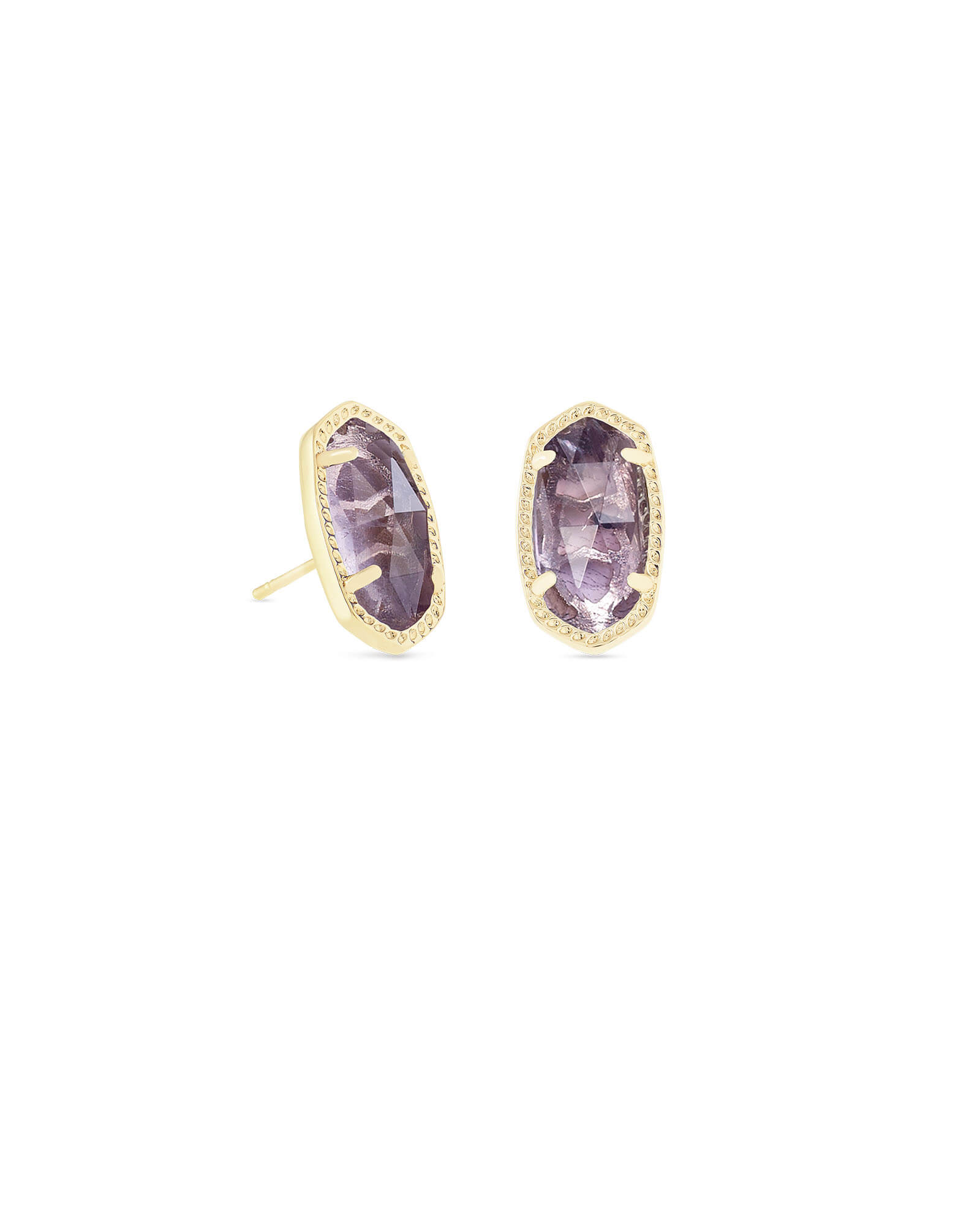 Kendra Scott Ellie Gold Stud Earrings In Amethyst | Genuine Amethyst