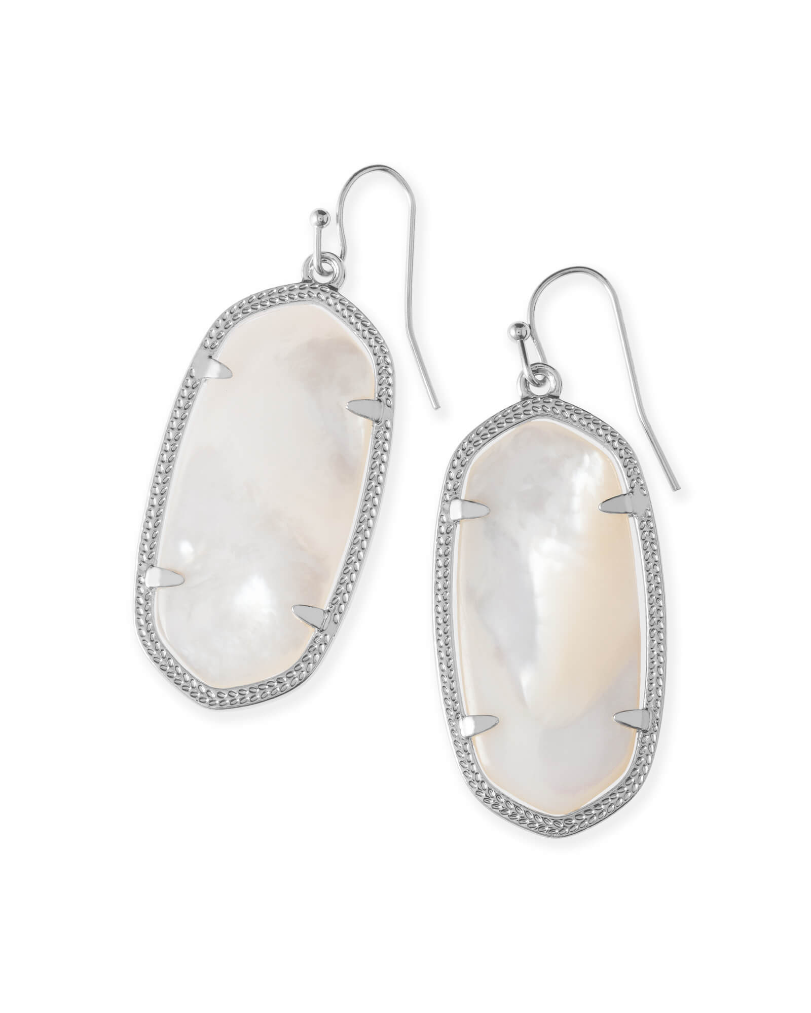 Kendra Scott Elle Silver Drop Earrings In Ivory Mother-Of-Pearl | Mother Of Pearl/Metal Rhodium