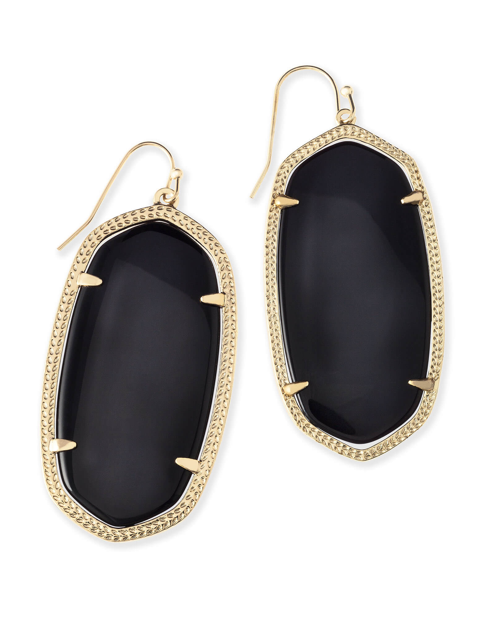 Kendra Scott Danielle Gold Drop Earrings in Black | Opaque Glass