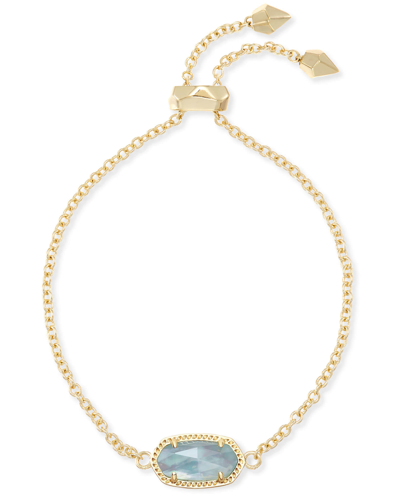 Kendra Scott Elaina Gold Adjustable Chain Bracelet in Light Blue Illusion | Clear Glass