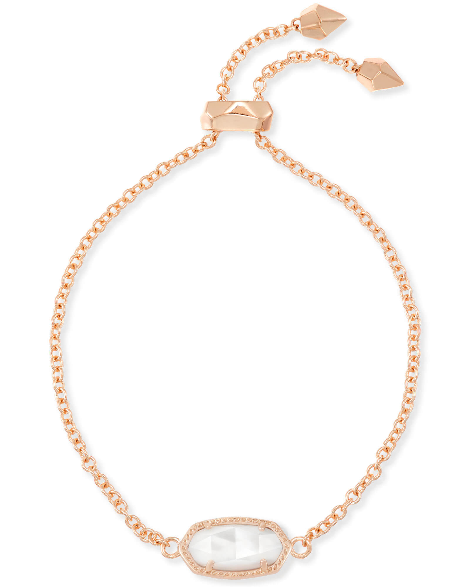Kendra Scott Elaina Rose Gold Adjustable Chain Bracelet in Ivory Pearl | Mother Of Pearl