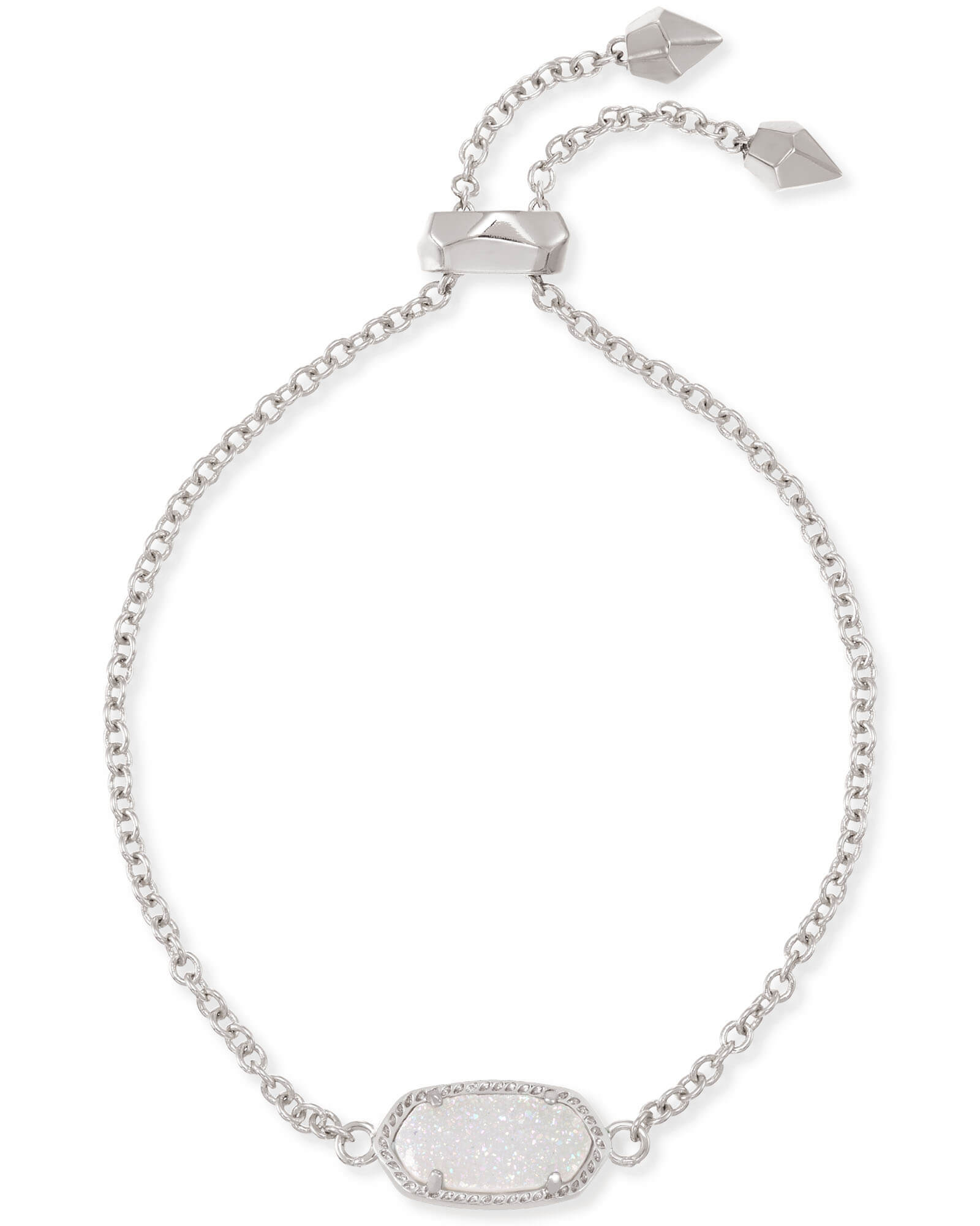 Kendra Scott Elaina Silver Adjustable Chain Bracelet in Iridescent | Drusy