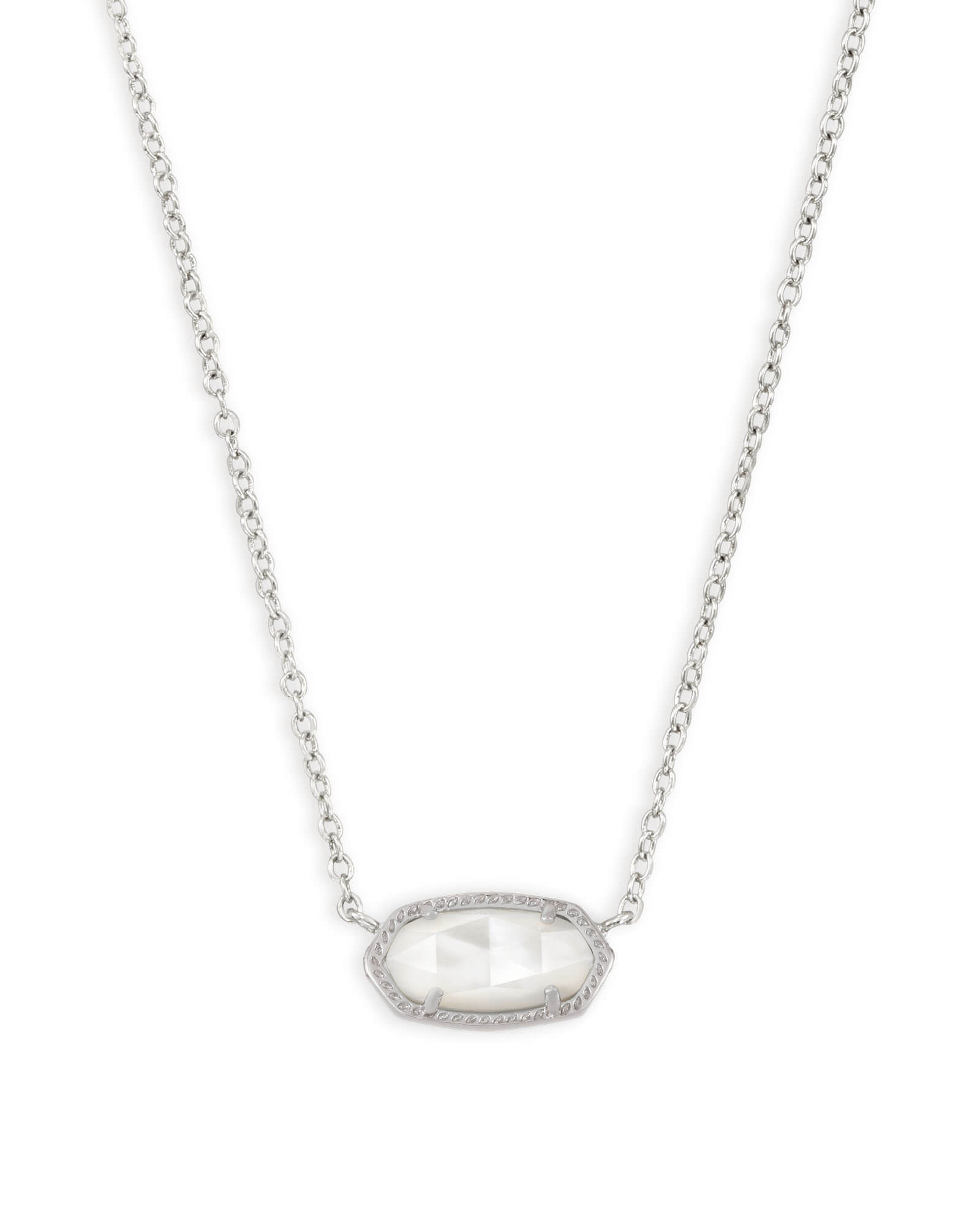 Kendra Scott Elisa Silver Pendant Necklace in Ivory Mother-of-Pearl | Mother Of Pearl/Metal Rhodium