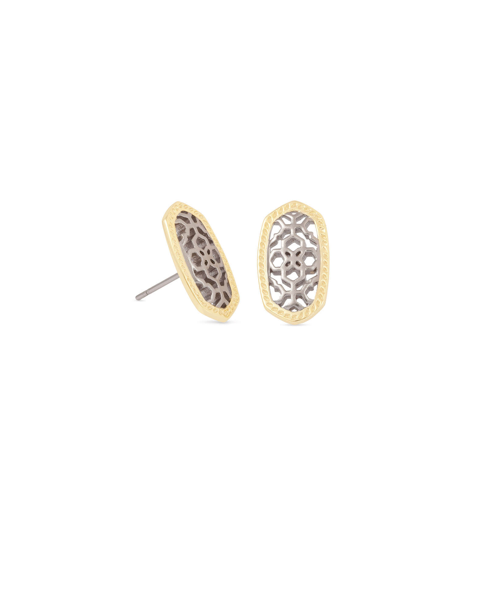 Kendra Scott Ellie Gold Stud Earrings in Silver Filigree Mix | Plated Brass