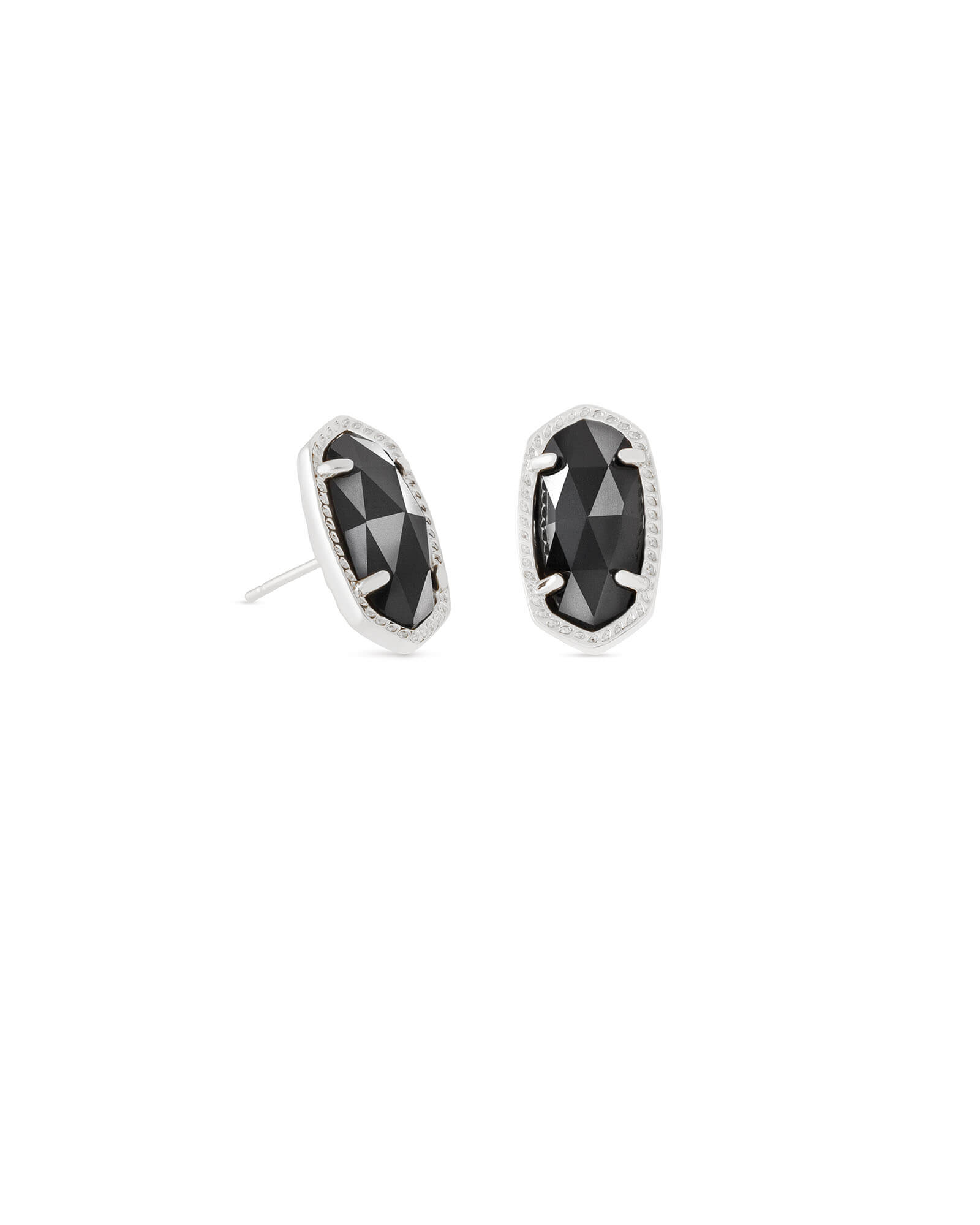 Kendra Scott Ellie Silver Stud Earrings in Black | Opaque Glass