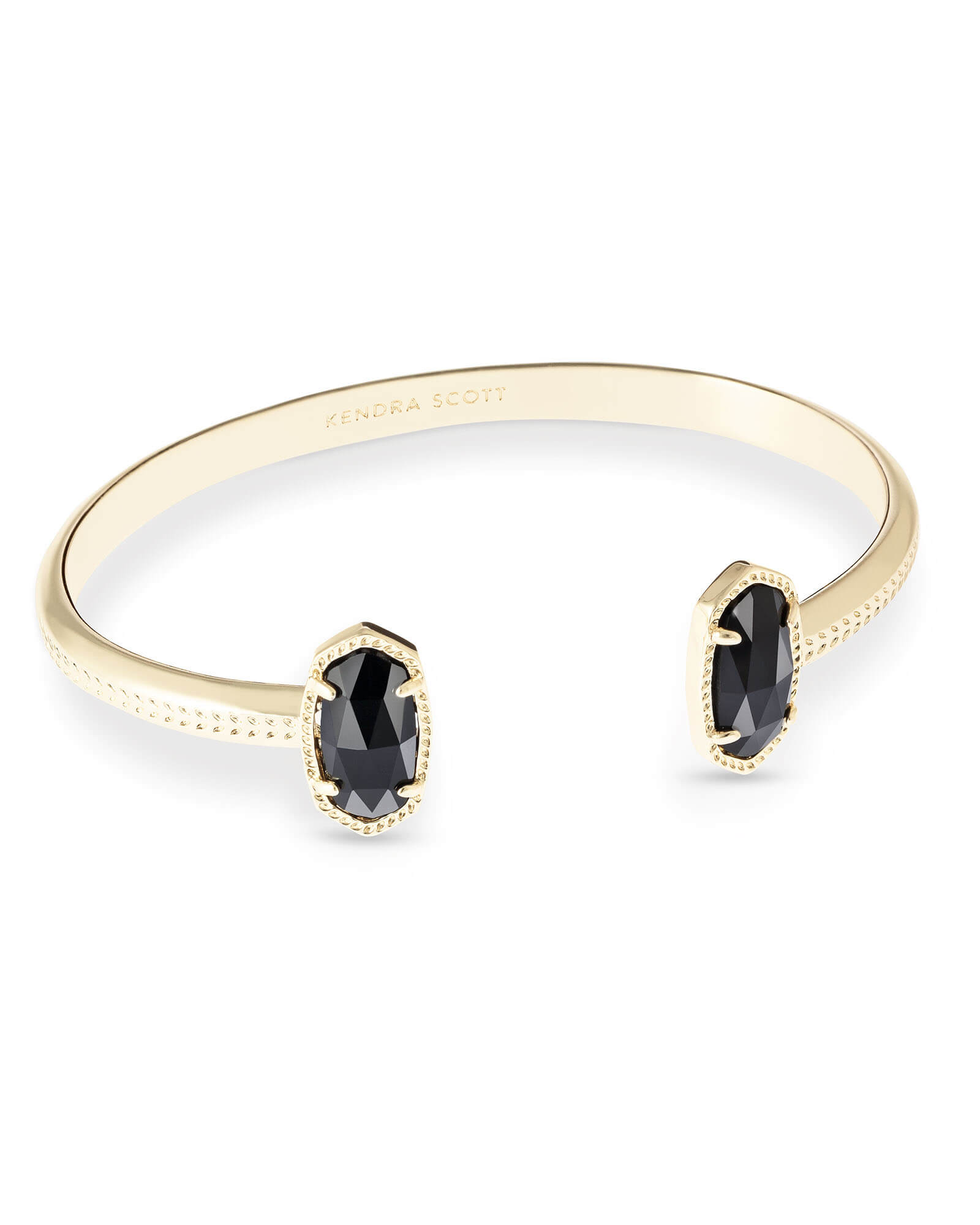 Kendra Scott Elton Gold Cuff Bracelet in Black | Opaque Glass