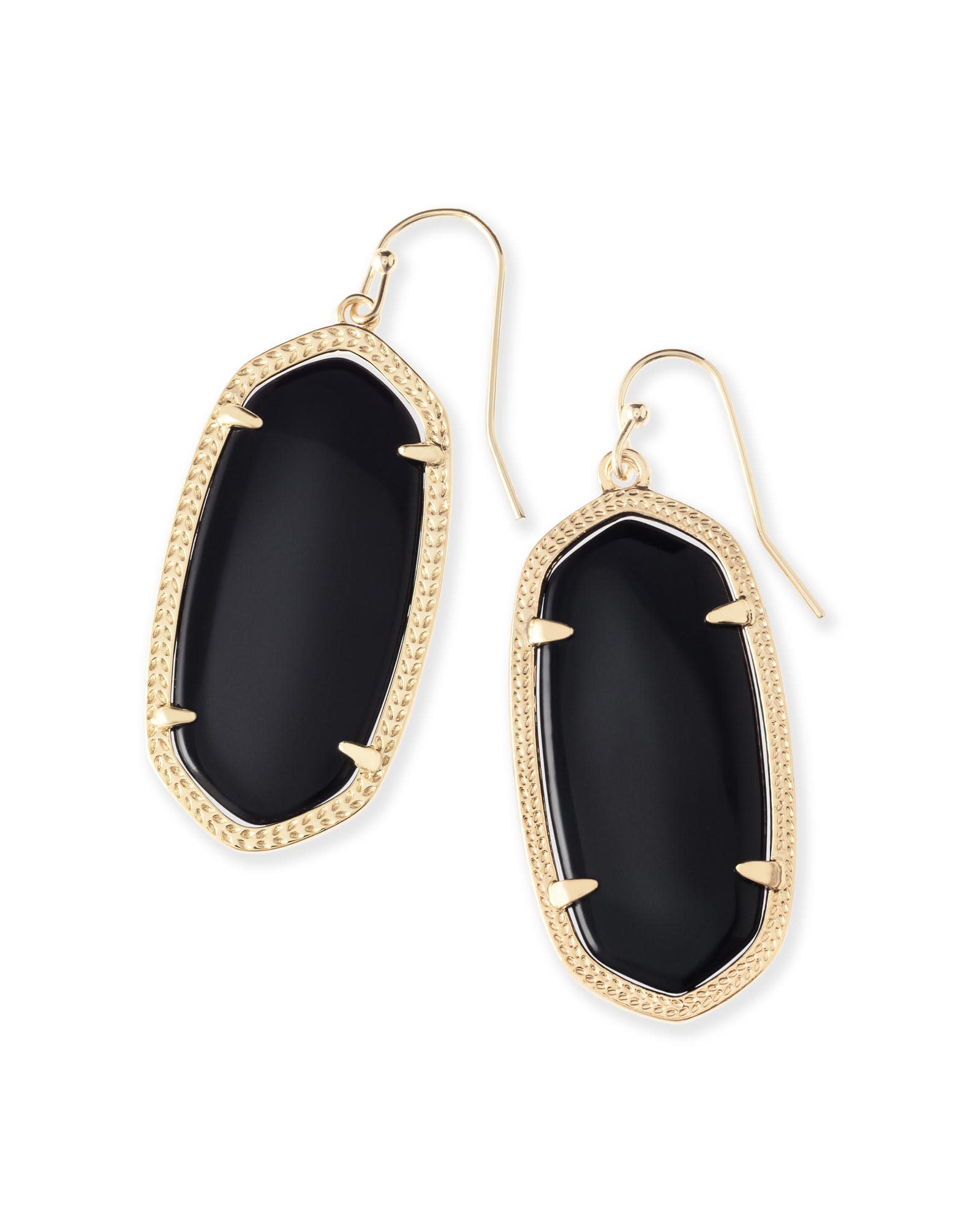 Kendra Scott Elle Gold Drop Earrings in Black | Opaque Glass