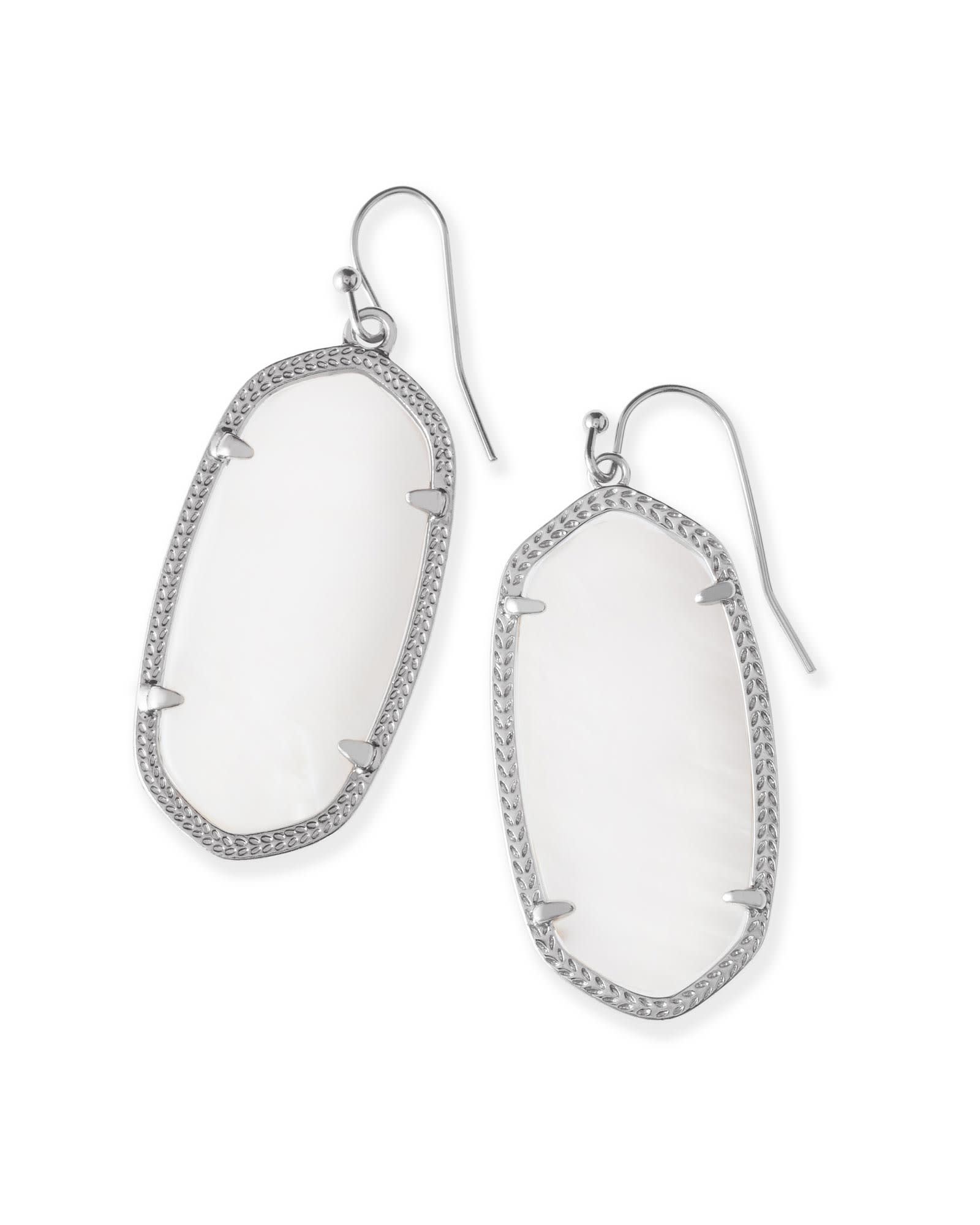 Photos - Earrings KENDRA SCOTT Elle Silver Drop  In Ivory Mother-Of-Pearl | Mother O 