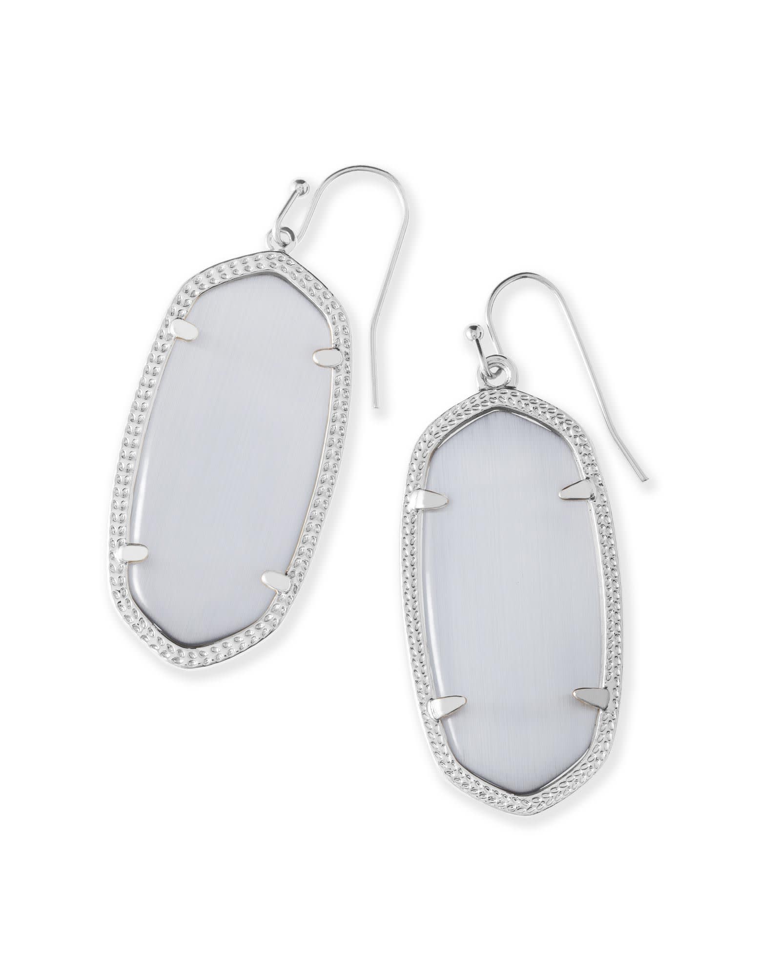 Kendra Scott Elle Silver Drop Earrings in Slate Cats Eye | Cats Eye (Glass)