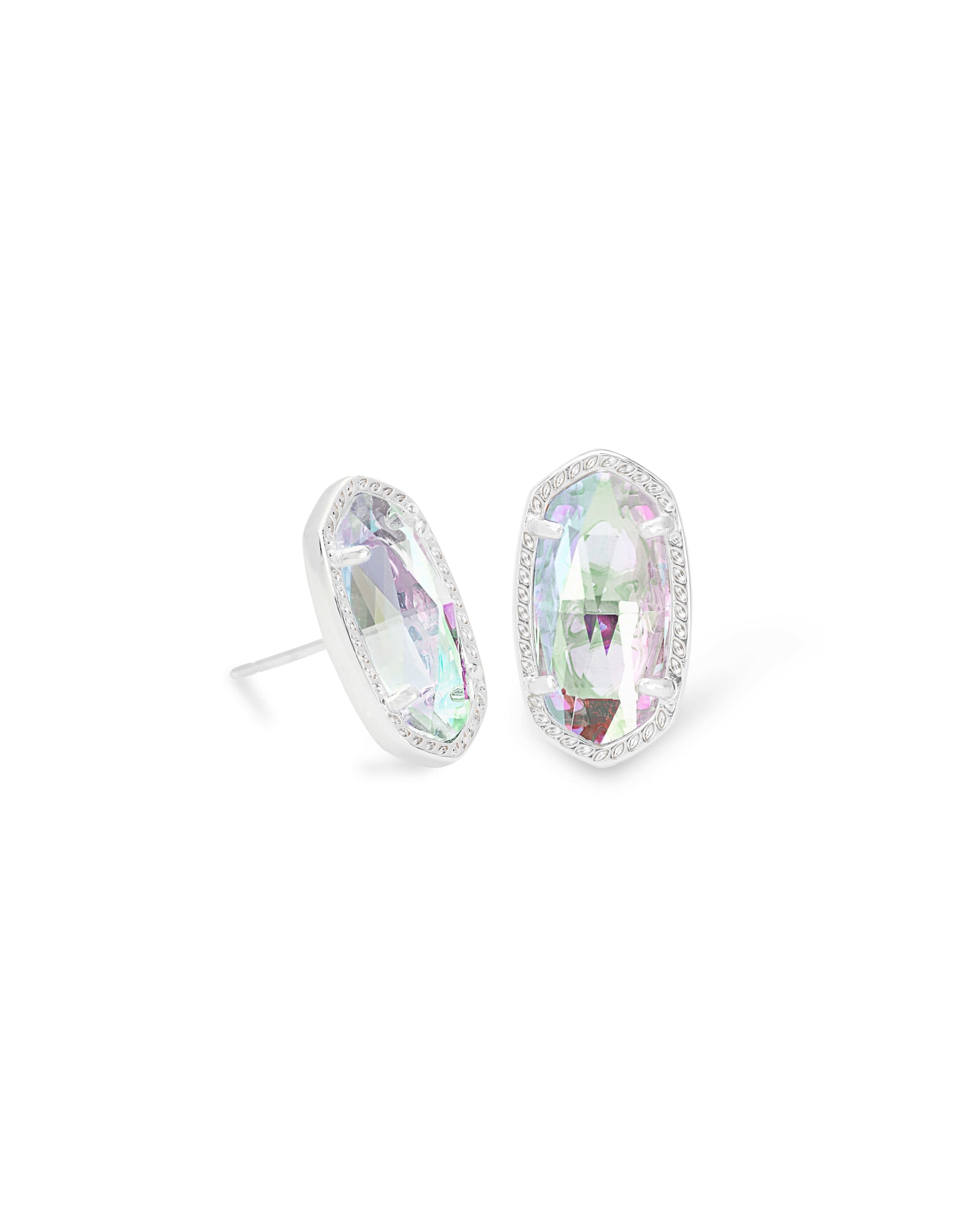 Kendra Scott Ellie Silver Stud Earrings in Dichroic | Glass