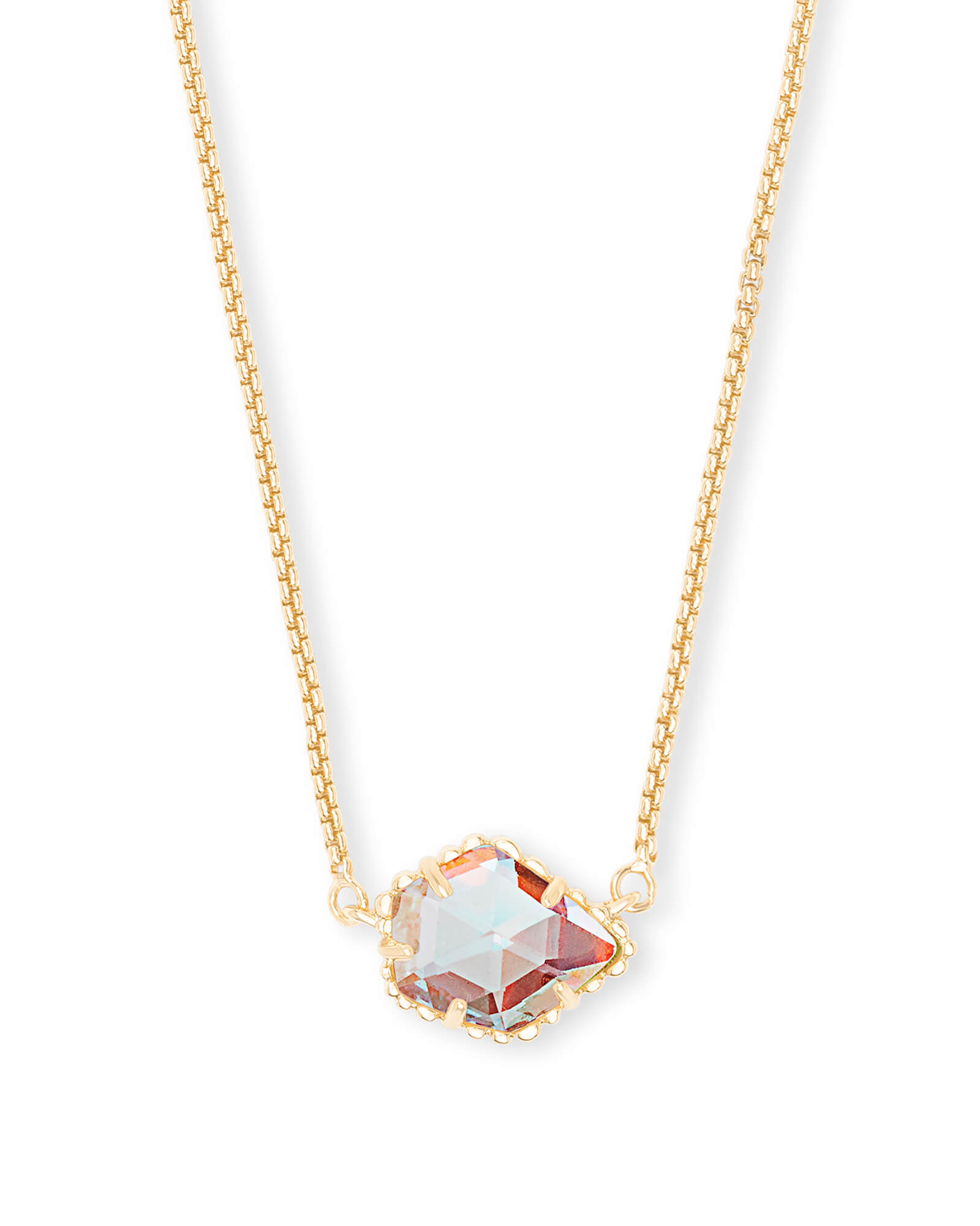 Kendra Scott Tess Gold Pendant Necklace in Dichroic | Glass