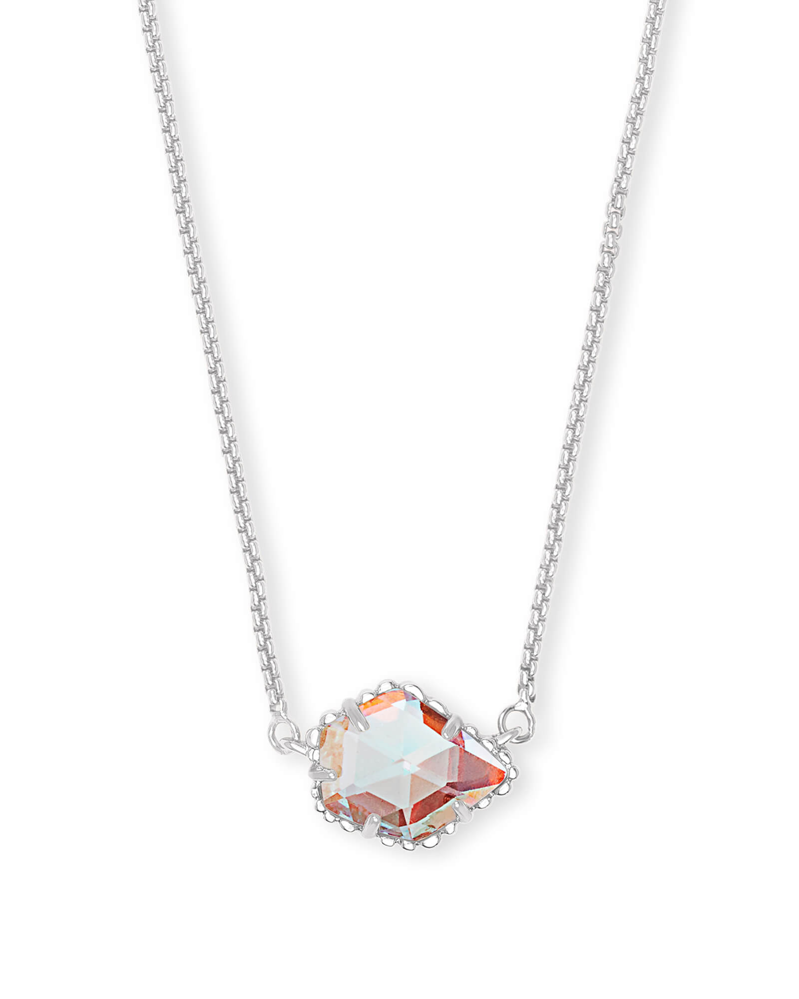 Kendra Scott Tess Silver Pendant Necklace in Dichroic | Glass