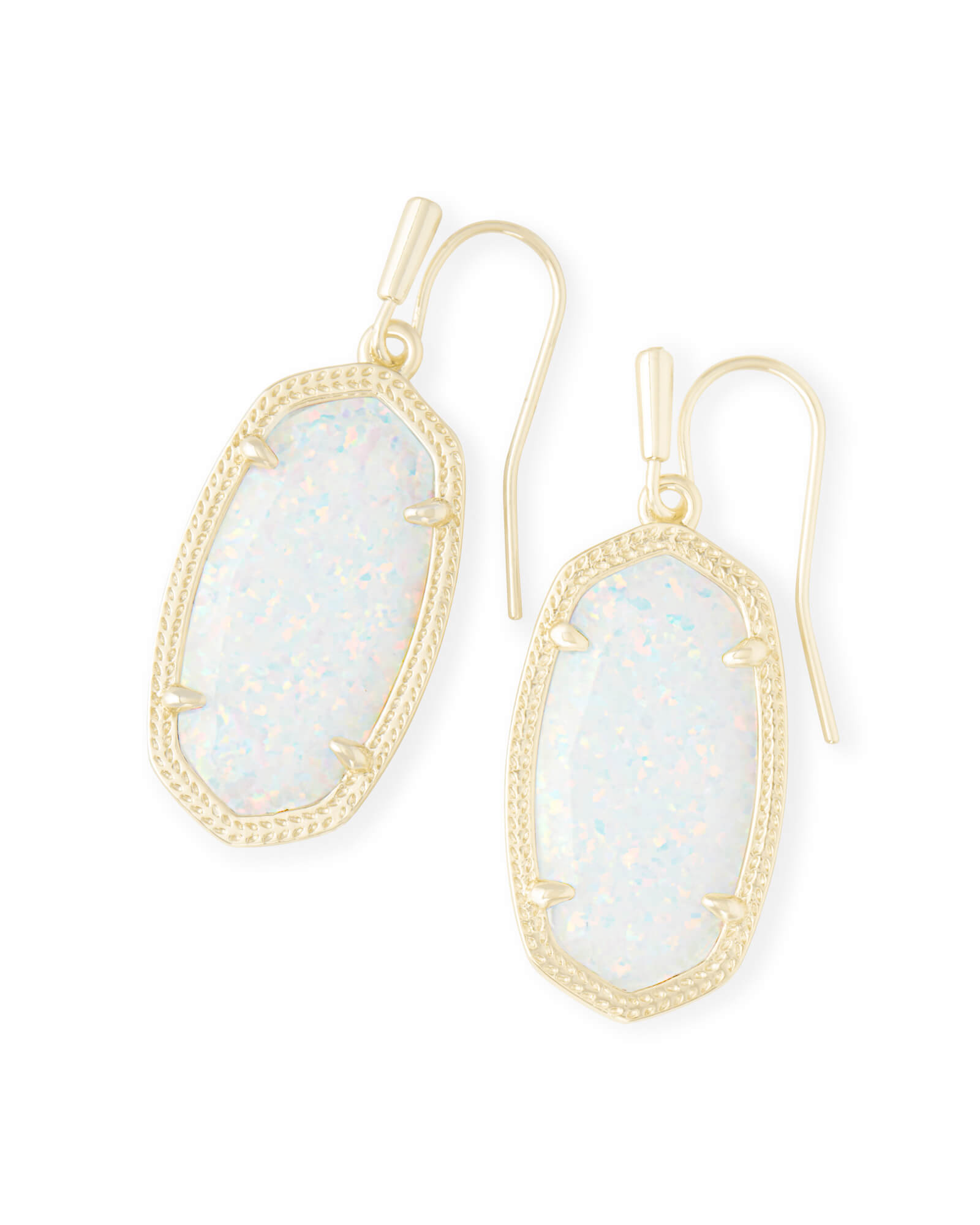 Kendra Scott Dani Gold Drop Earrings in White | Kyocera Opal
