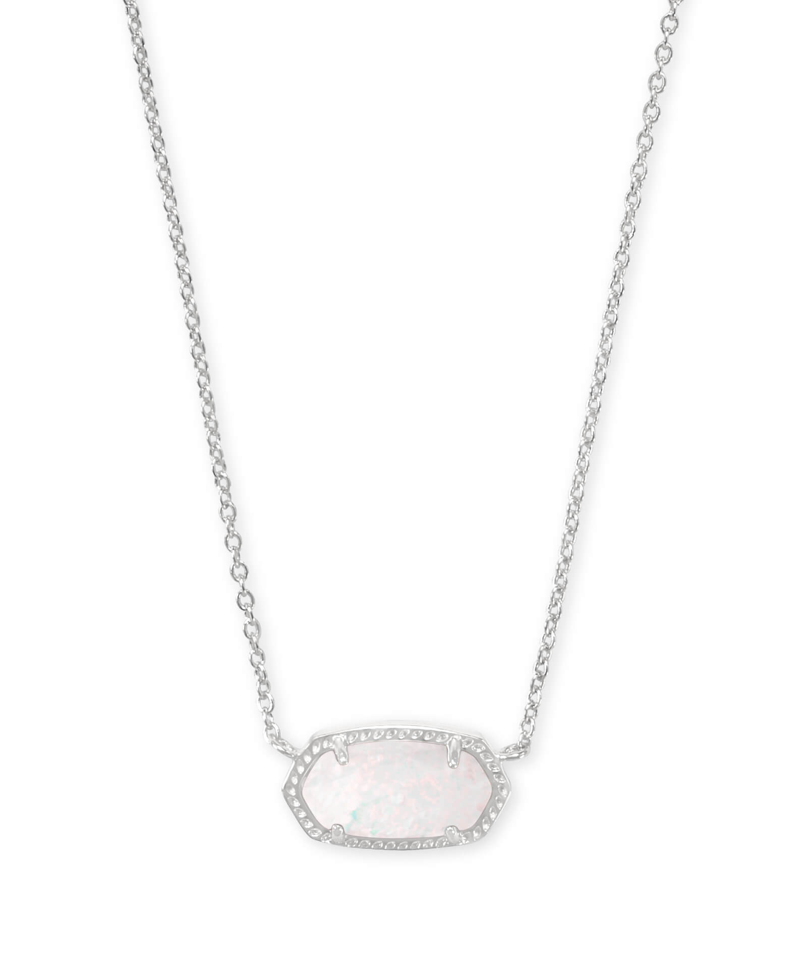 Kendra Scott Elisa Silver Pendant Necklace in White | Kyocera Opal