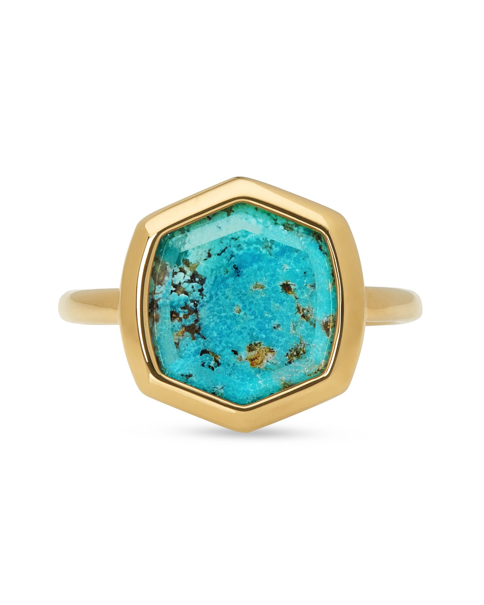 Kendra Scott Davis 18k Gold Vermeil Cocktail Ring in Turquoise | Genuine Turquoise