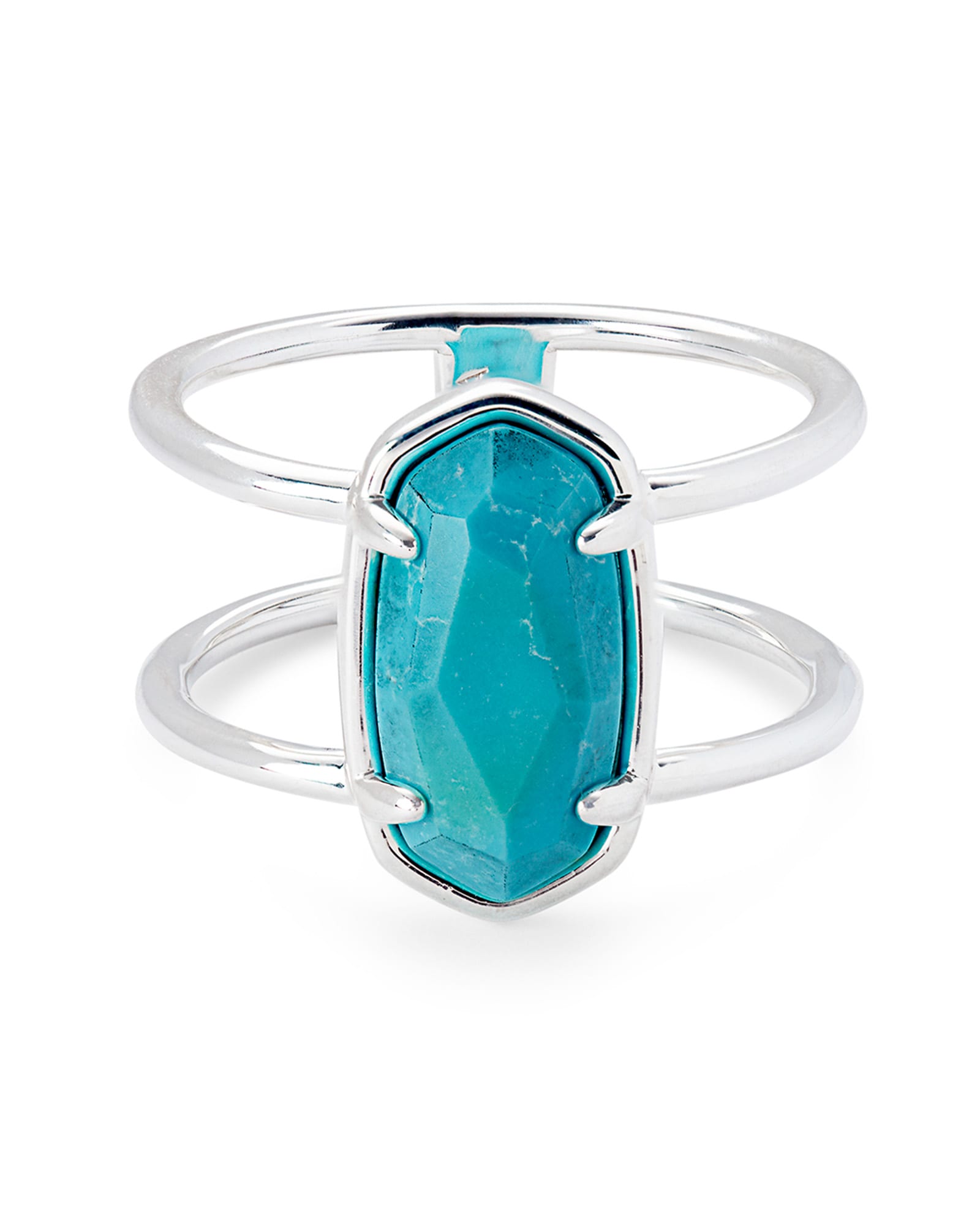 Kendra Scott Elyse Sterling Silver Double Band Ring in Turquoise | Genuine Turquoise