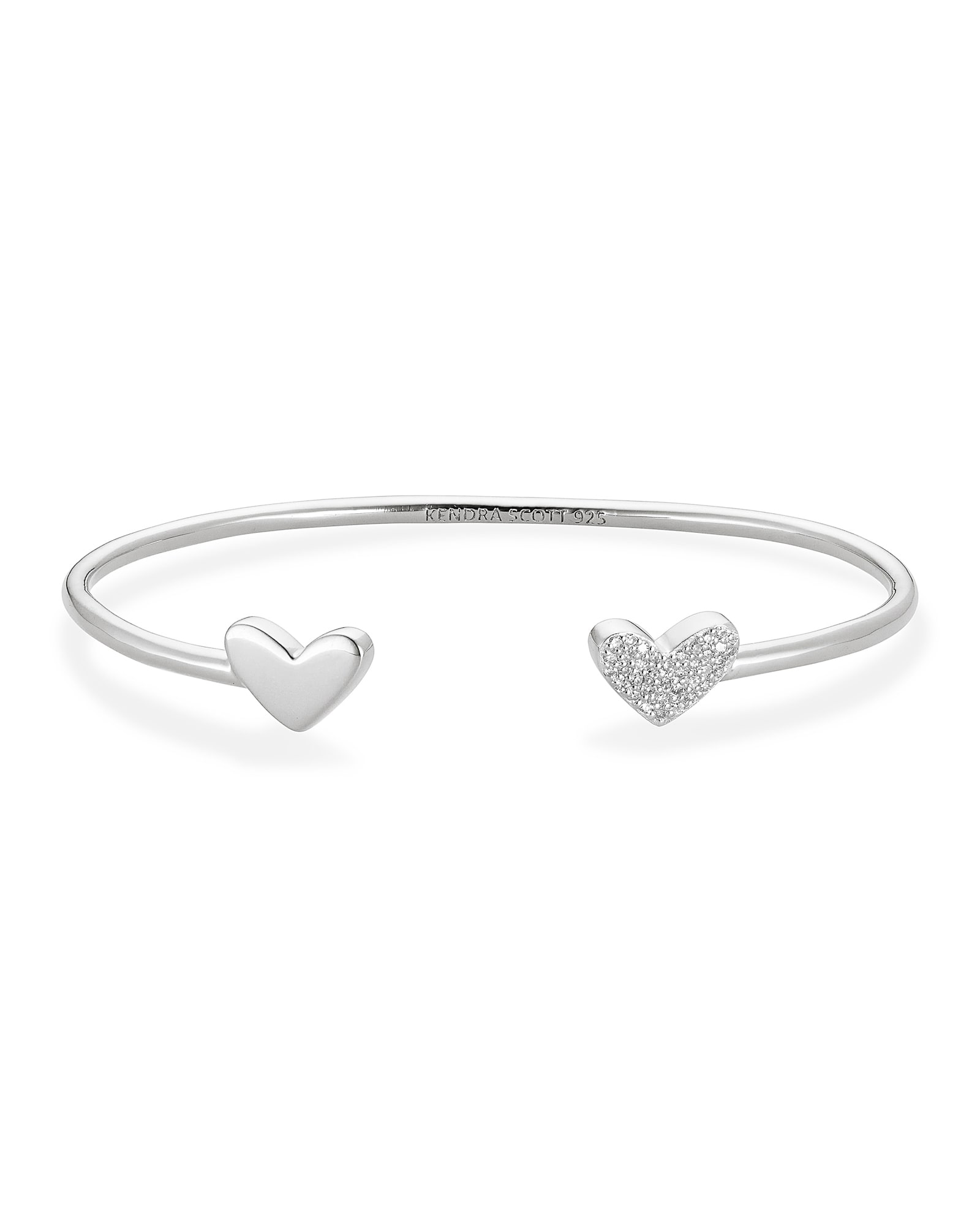 Kendra Scott Ari Heart Sterling Silver Cuff Bracelet in White Diamond | Diamonds