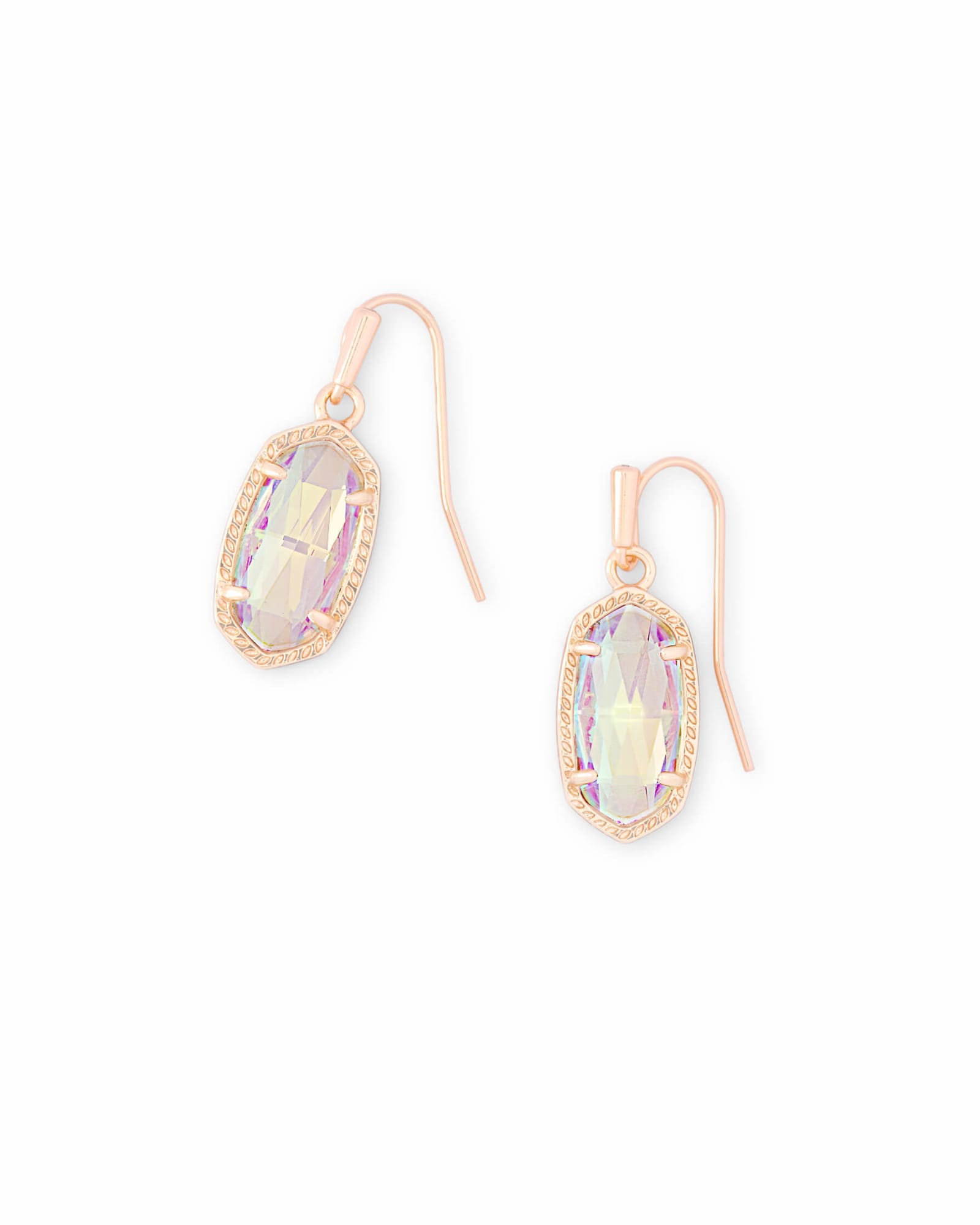 Kendra Scott Lee Rose Gold Drop Earrings in Dichroic | Glass