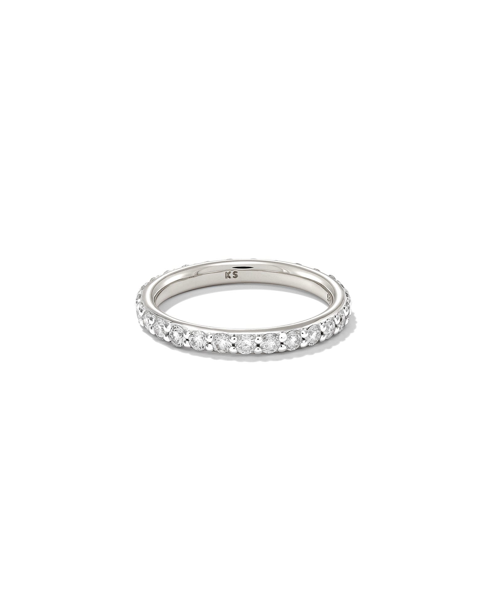 Kendra Scott Marilyn 14k White Gold Full Eternity Band Ring in White Diamond, 1ct | Diamonds