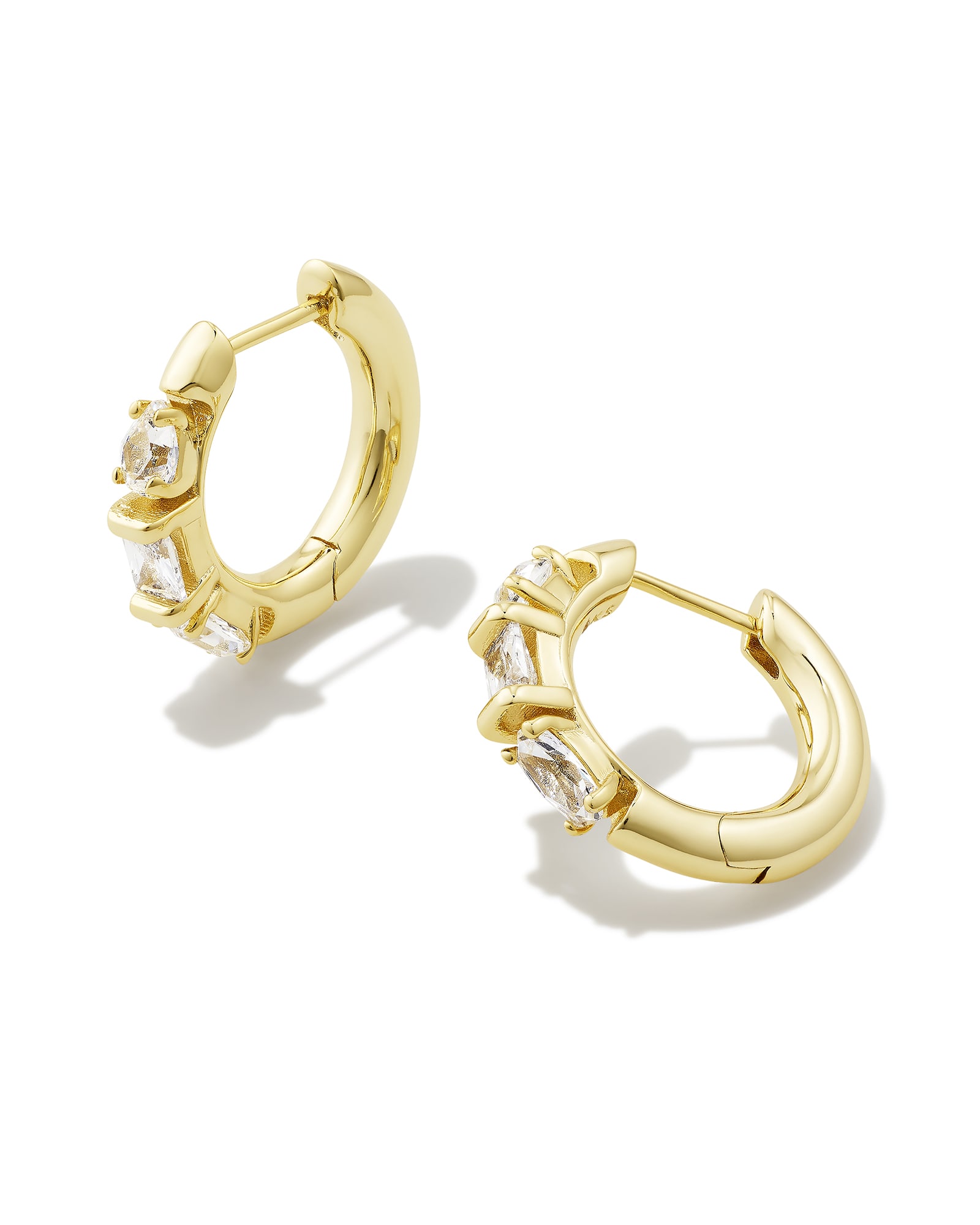 Cailin Gold Crystal Hoop Earrings in White Crystal