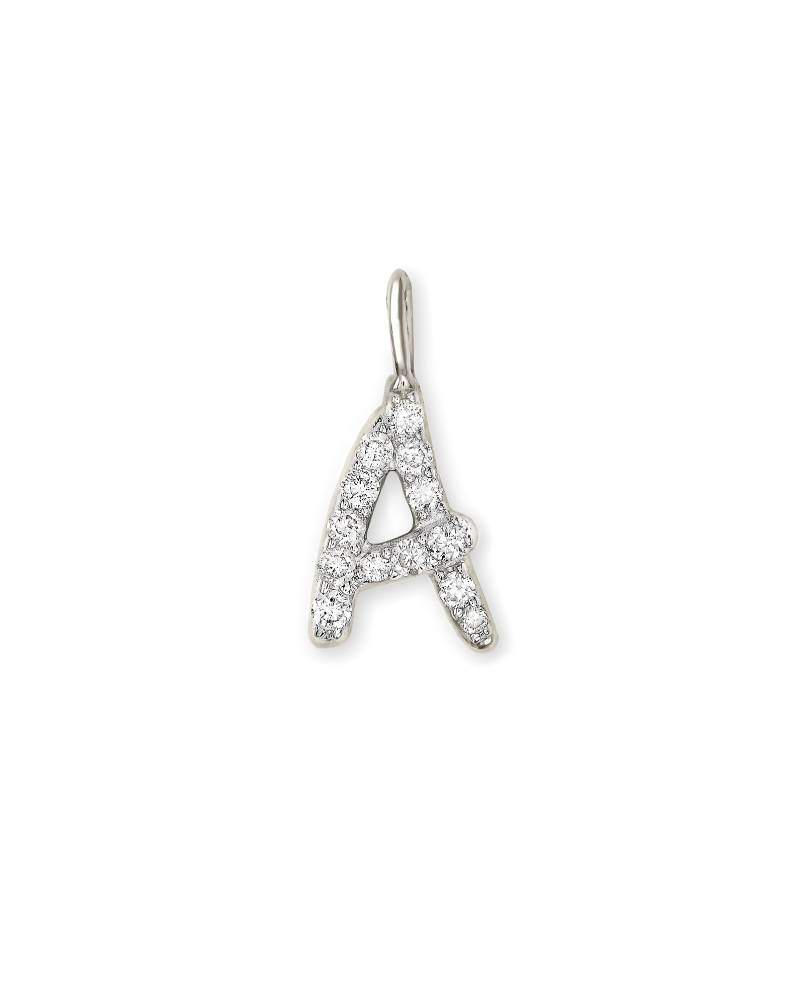 Kendra Scott 14k White Gold Letter A Charm in White Diamond | Diamonds