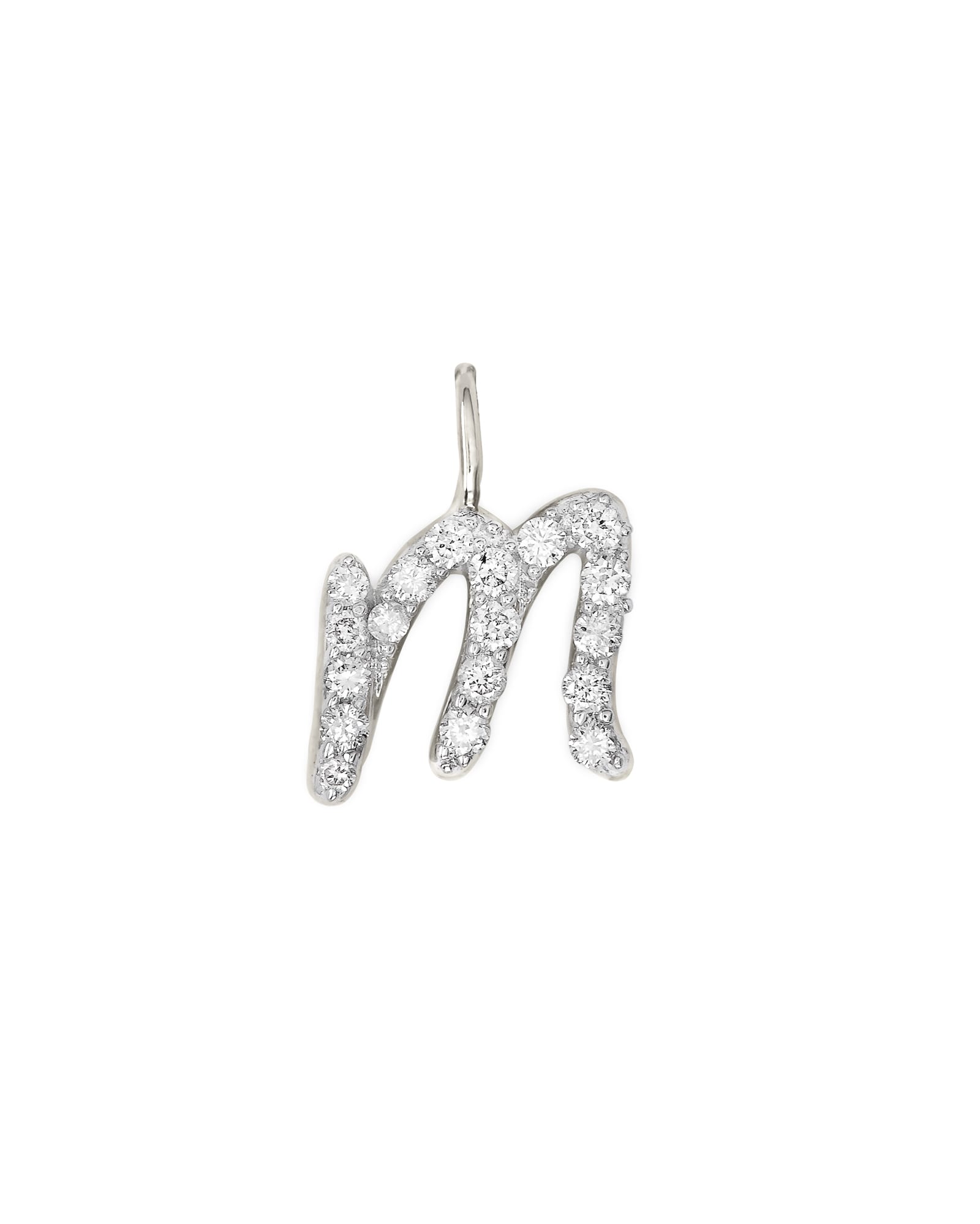 Kendra Scott 14k White Gold Letter M Charm in White Diamond | Diamonds