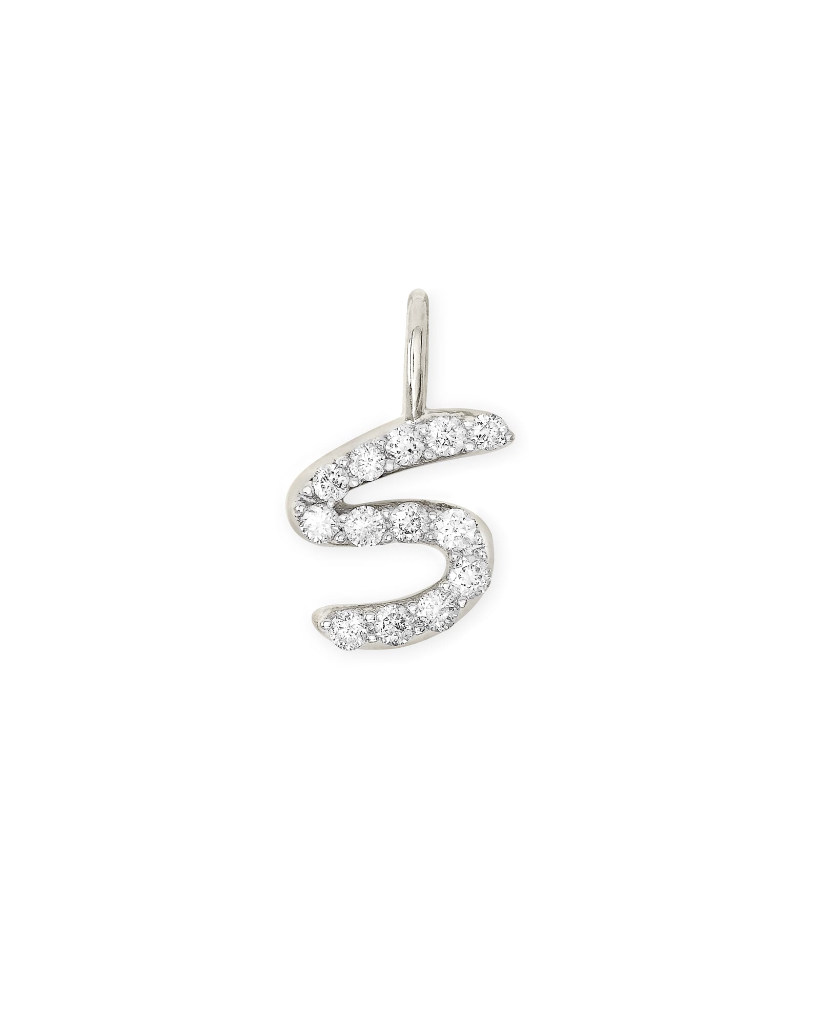 Kendra Scott 14k White Gold Letter S Charm in White Diamond | Diamonds