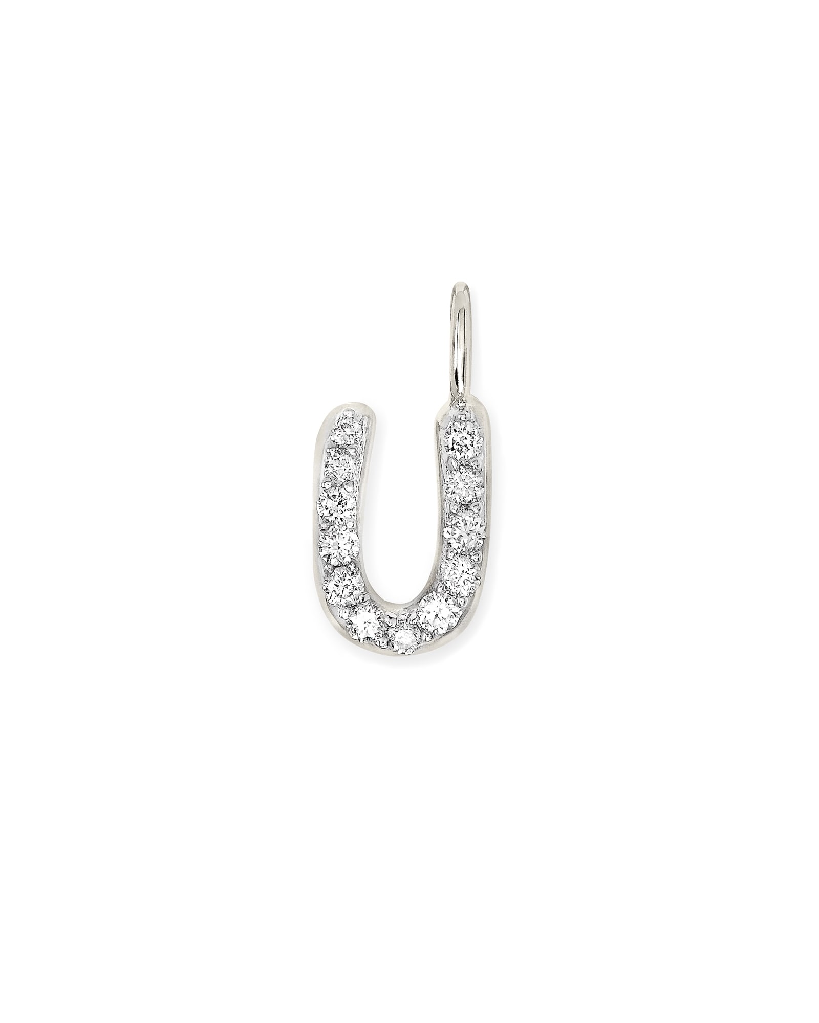 Kendra Scott 14k White Gold Letter U Charm in White Diamond | Diamonds