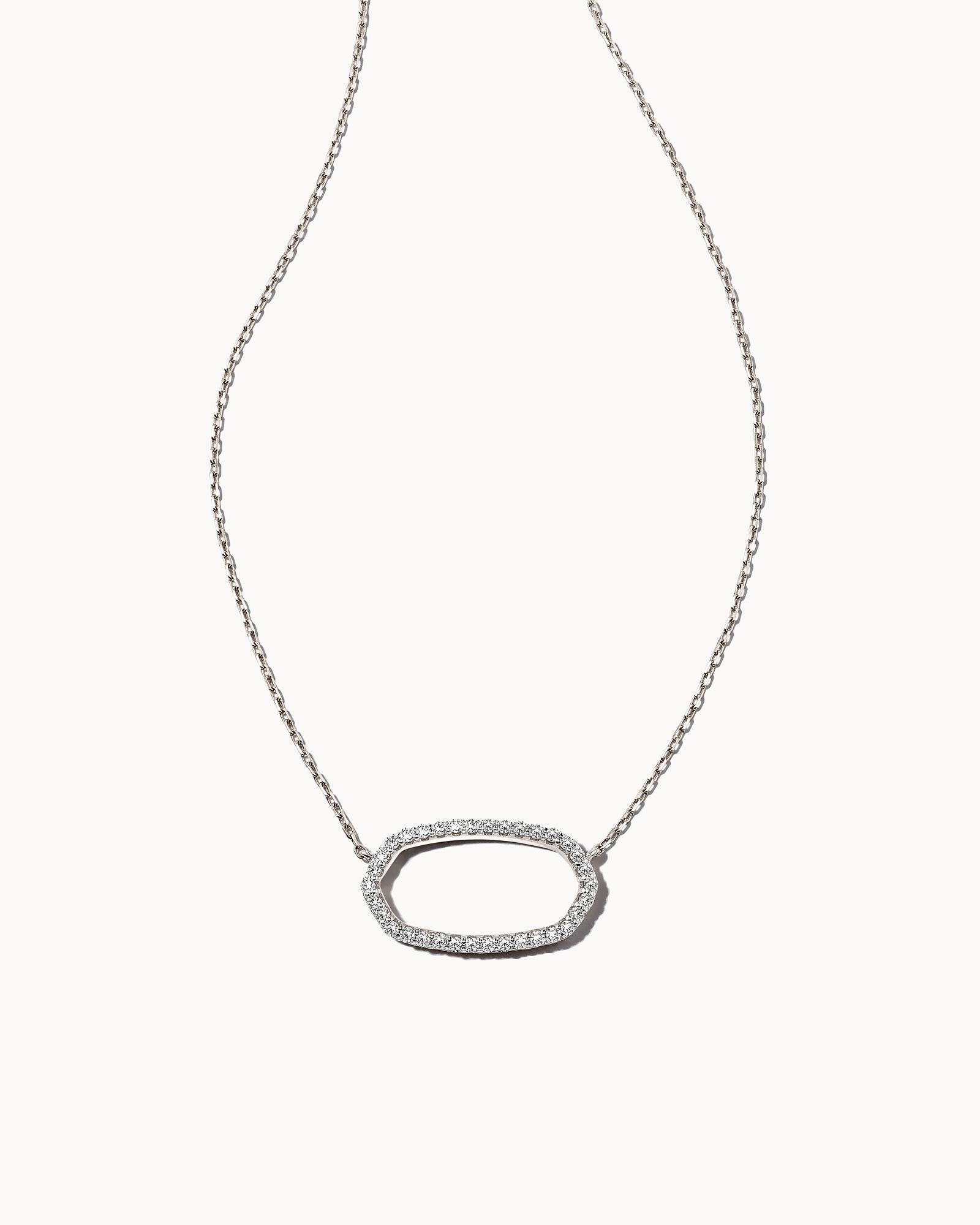 Kendra Scott Elisa 14k White Gold Open Frame Pendant Necklace in White Diamond | Diamonds