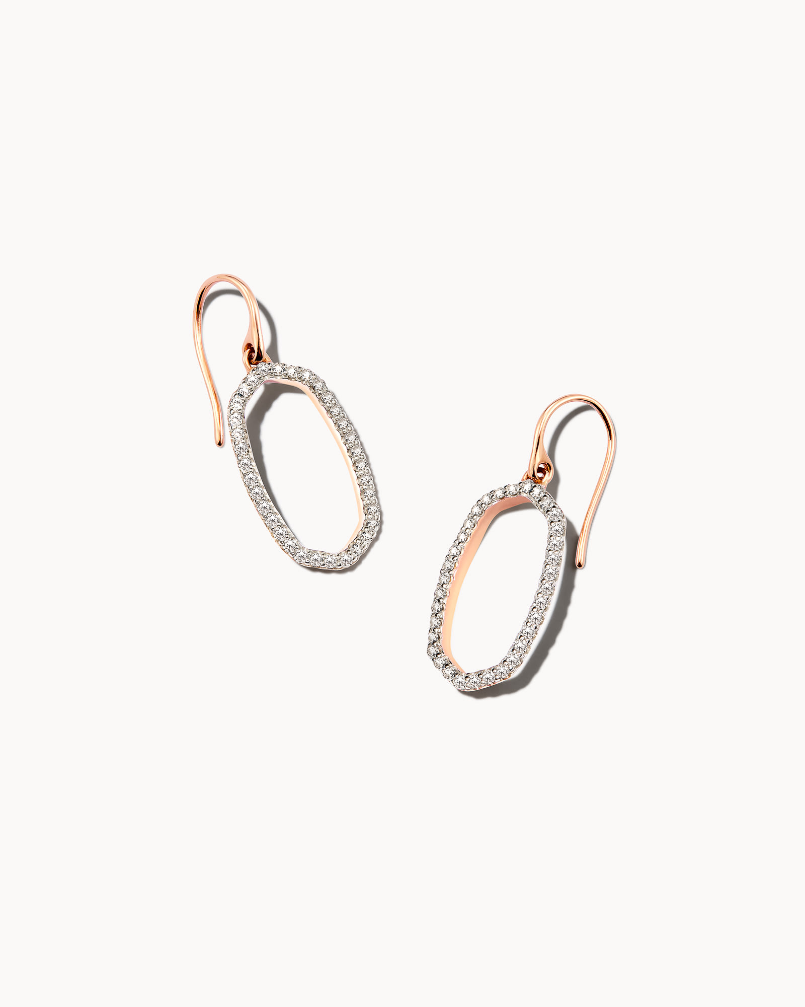 Kendra Scott Lee 14k Rose Gold Open Frame Earrings in White Diamond | Diamonds