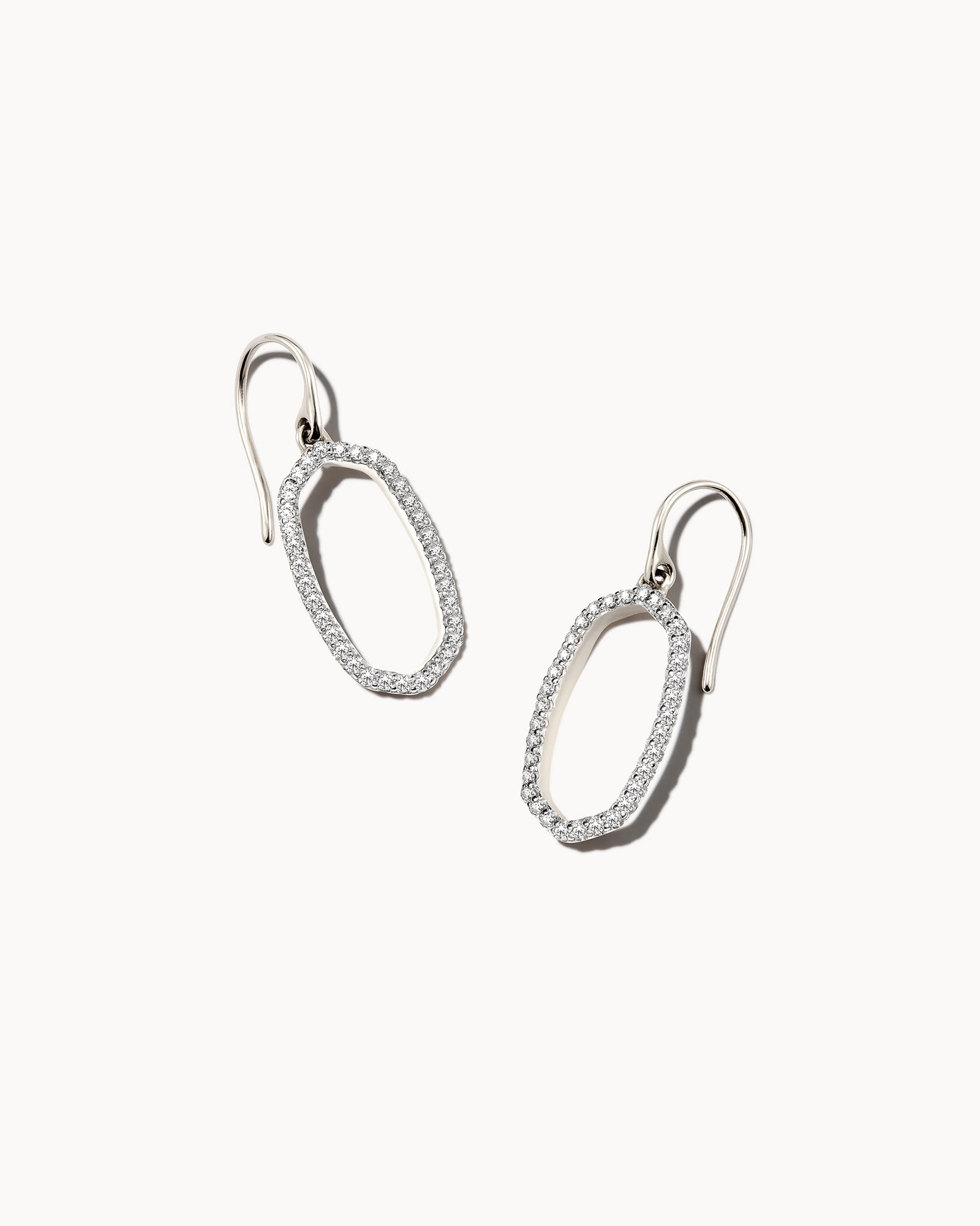 Kendra Scott Lee 14k White Gold Open Frame Earrings in White Diamond | Diamonds