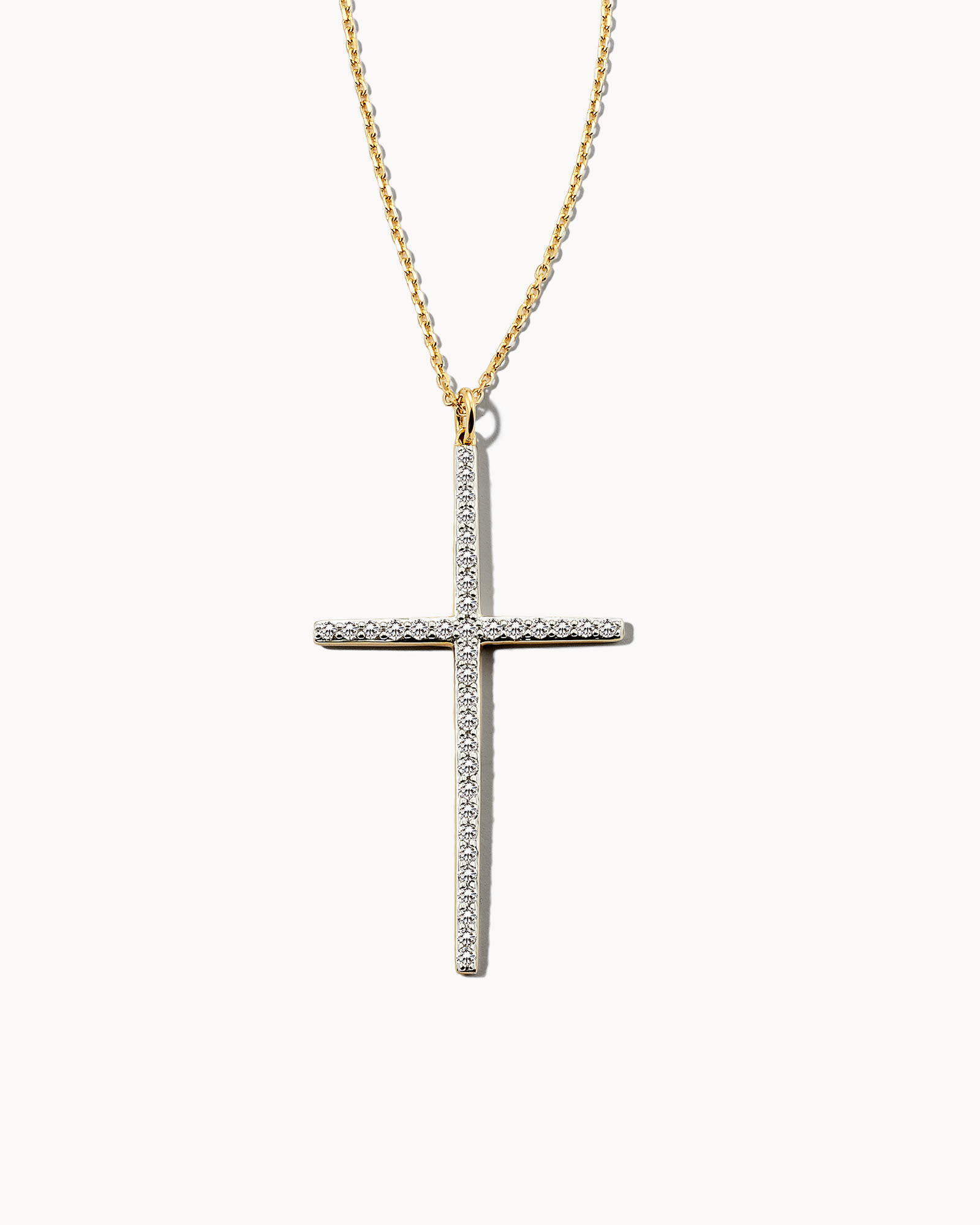 Kendra Scott Statement Cross 14k Yellow Gold Necklace in White Diamond | Diamonds