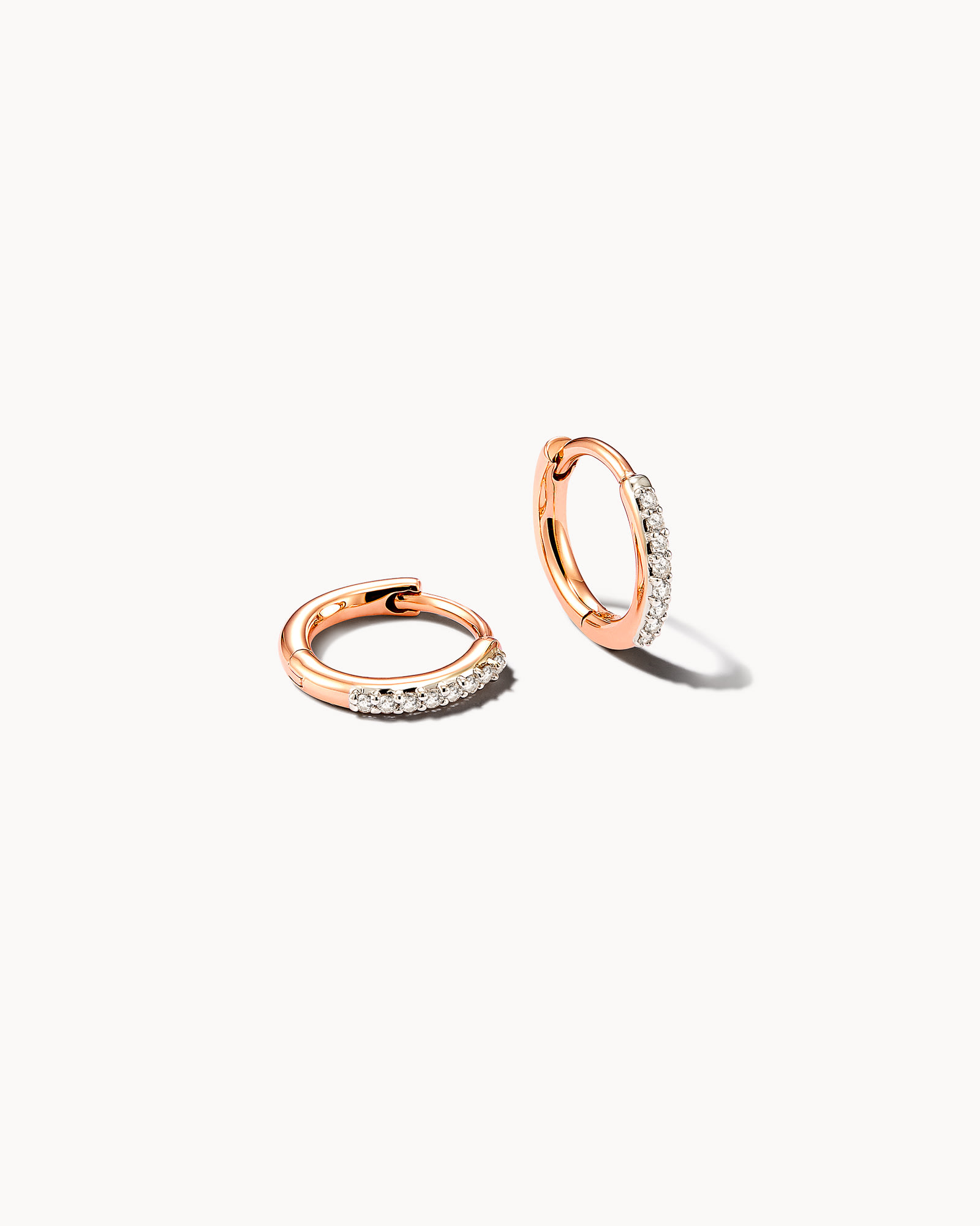 Kendra Scott Mila 14k Rose Gold Huggie Earrings in White Diamond | Diamonds