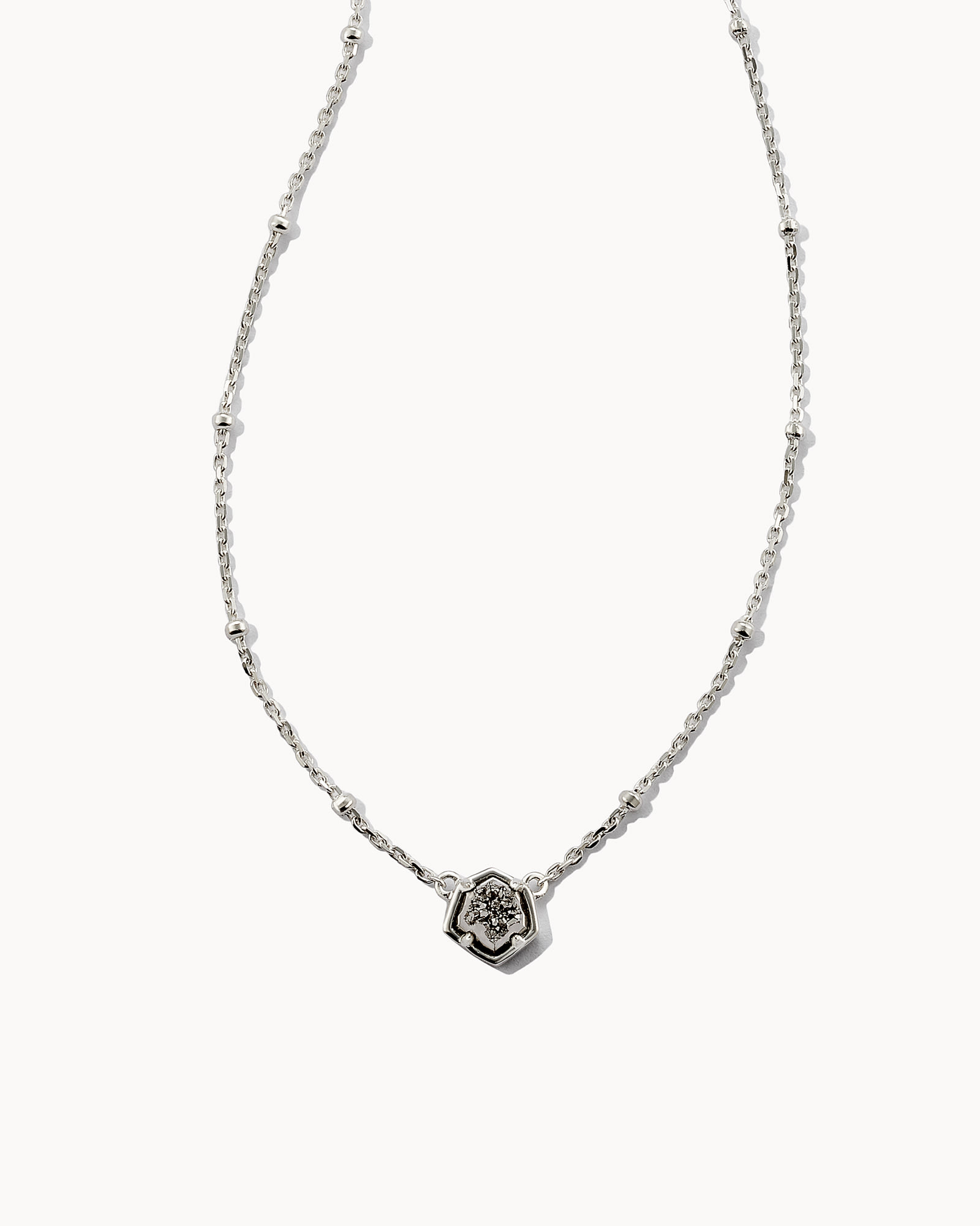 Kendra Scott Vanessa Sterling Silver Pendant Necklace in Platinum | Drusy