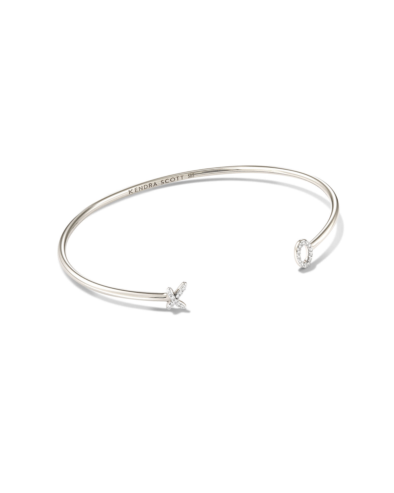 Kendra Scott XO 14k White Gold Cuff Bracelet in White Diamond | Diamonds