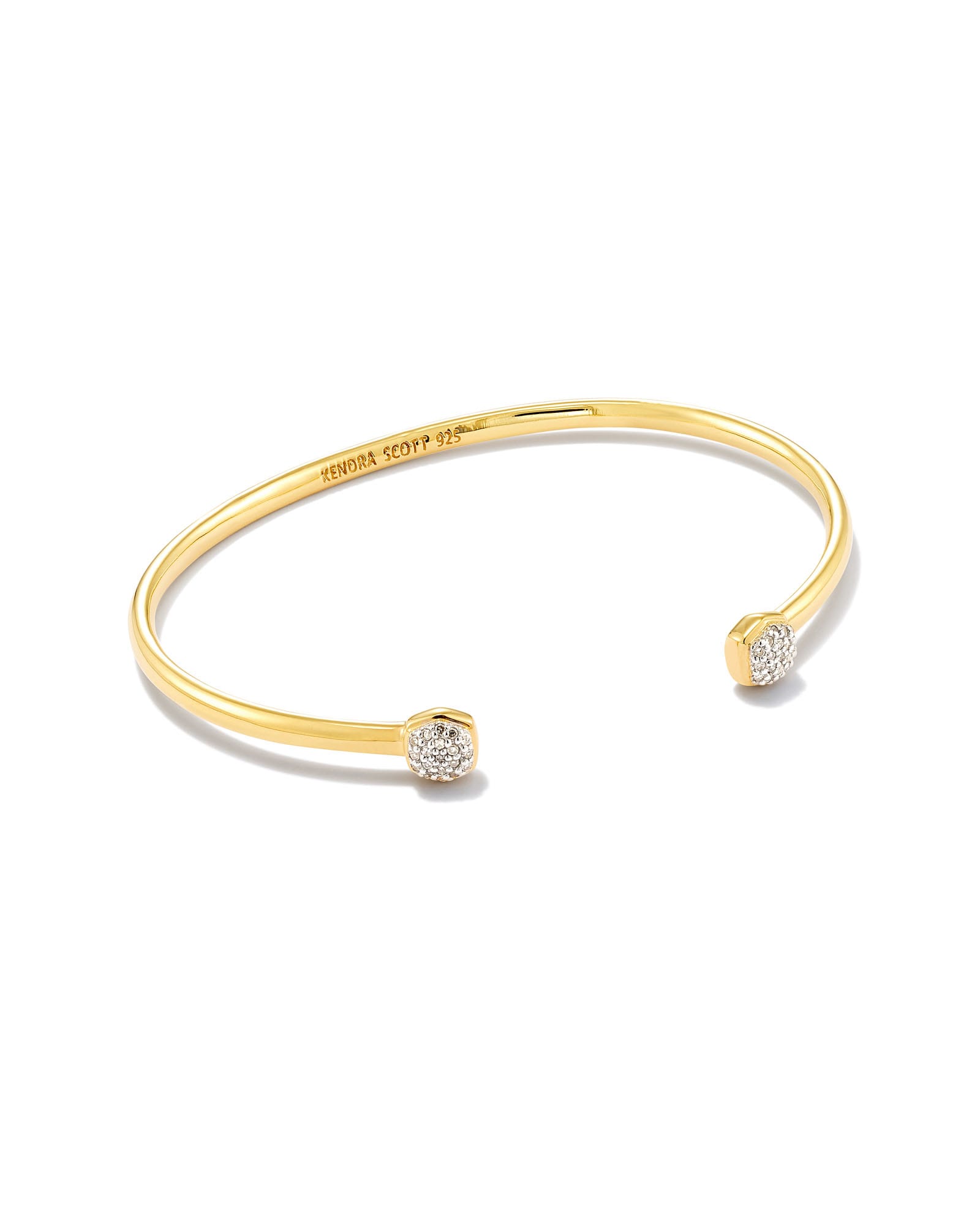 Audrey 14k Yellow Gold Bangle Bracelet in White Diamonds