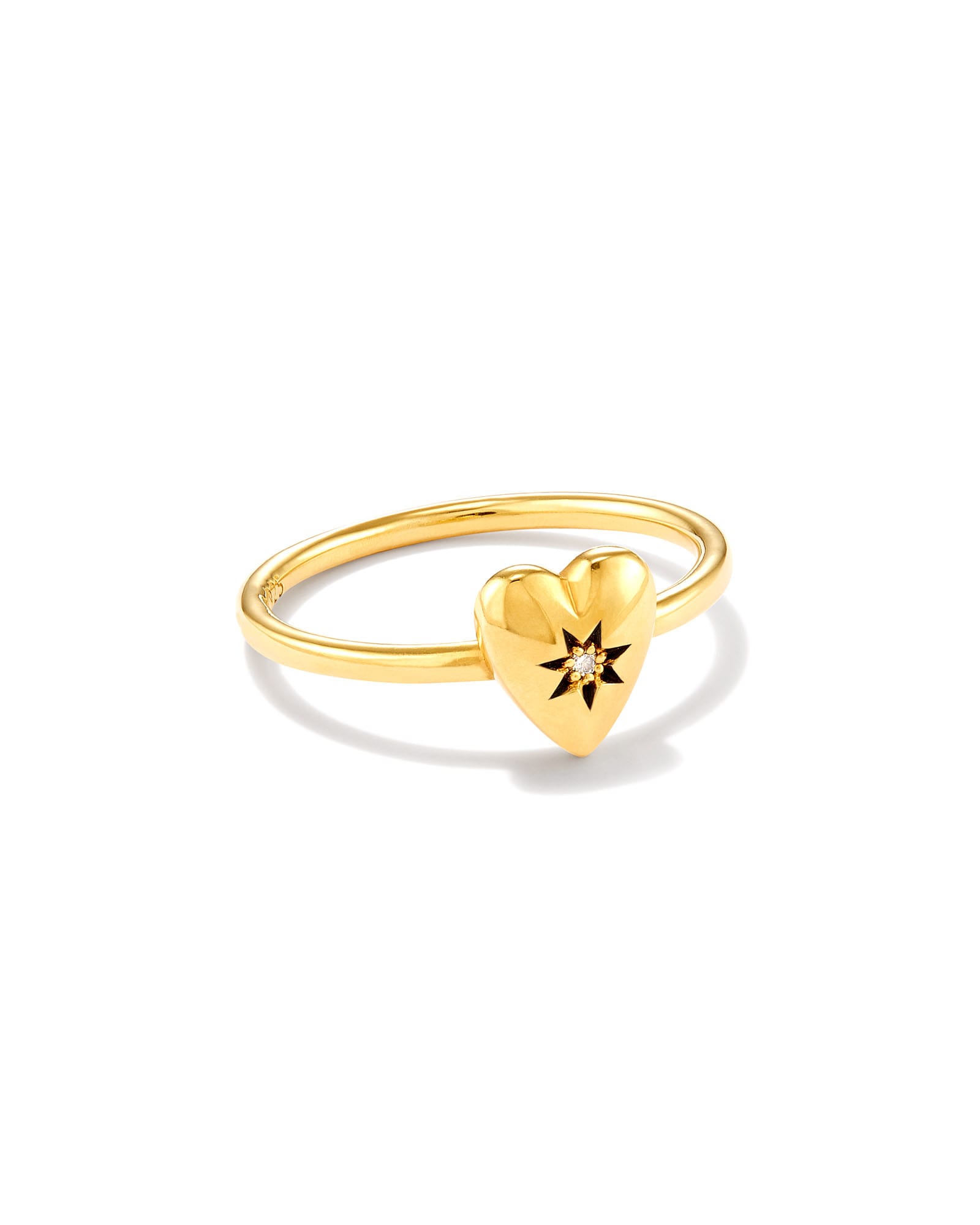 Kendra Scott Angie Heart Bright Cut Band Ring in 18k Yellow Gold Vermeil | Diamonds