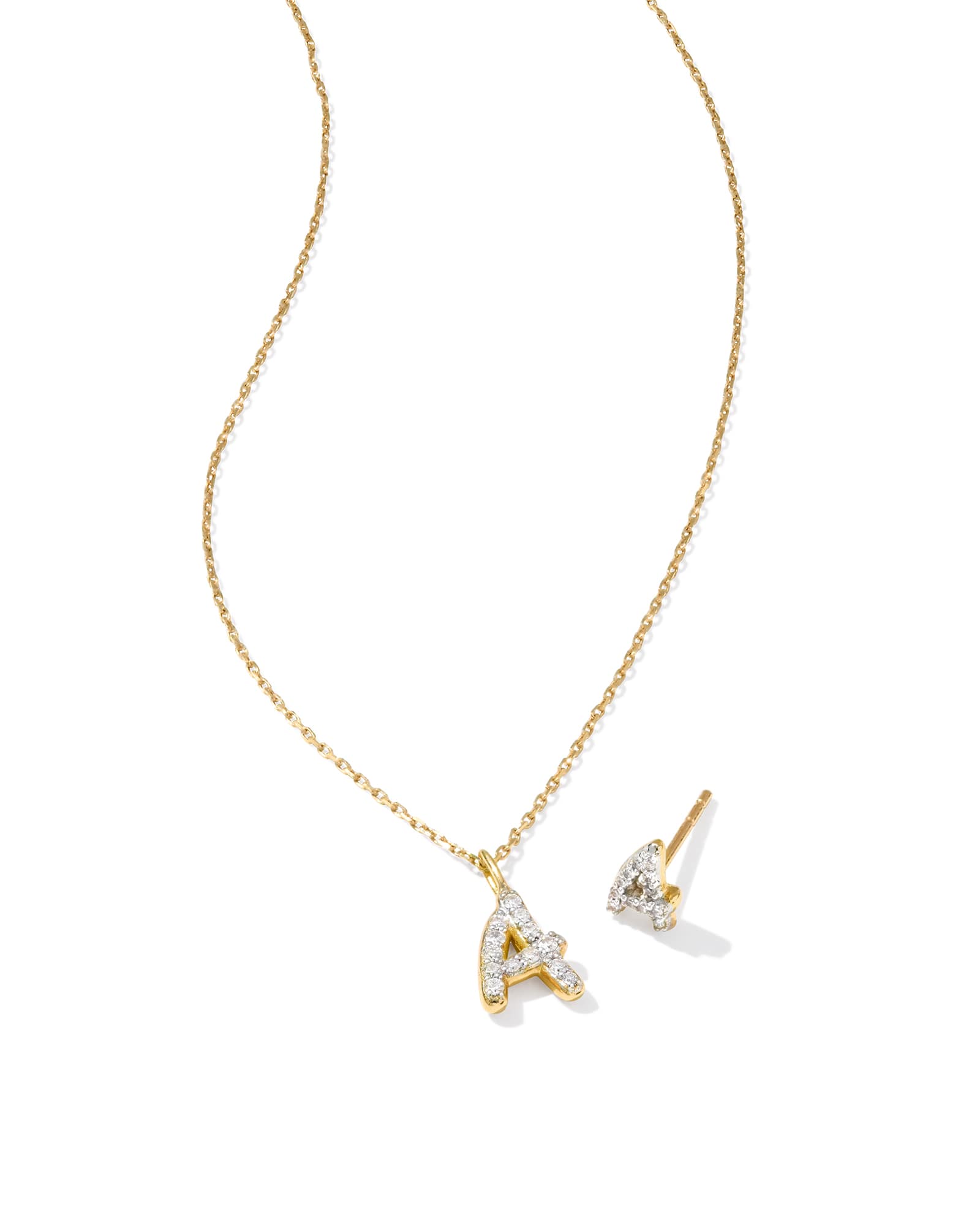 Kendra Scott Diamond Initial Charm and Single Stud Set