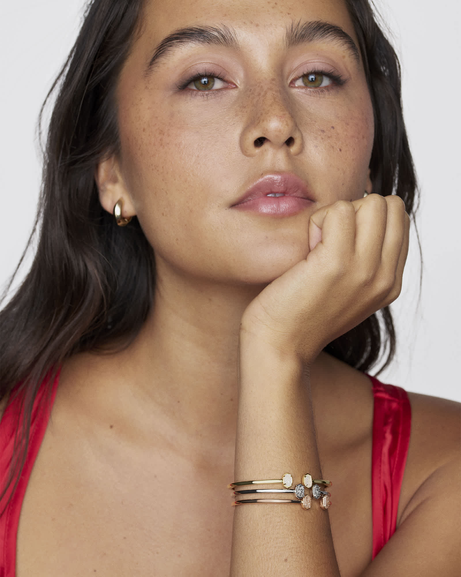 Emilie Gold Multi Strand Necklace in Iridescent Drusy