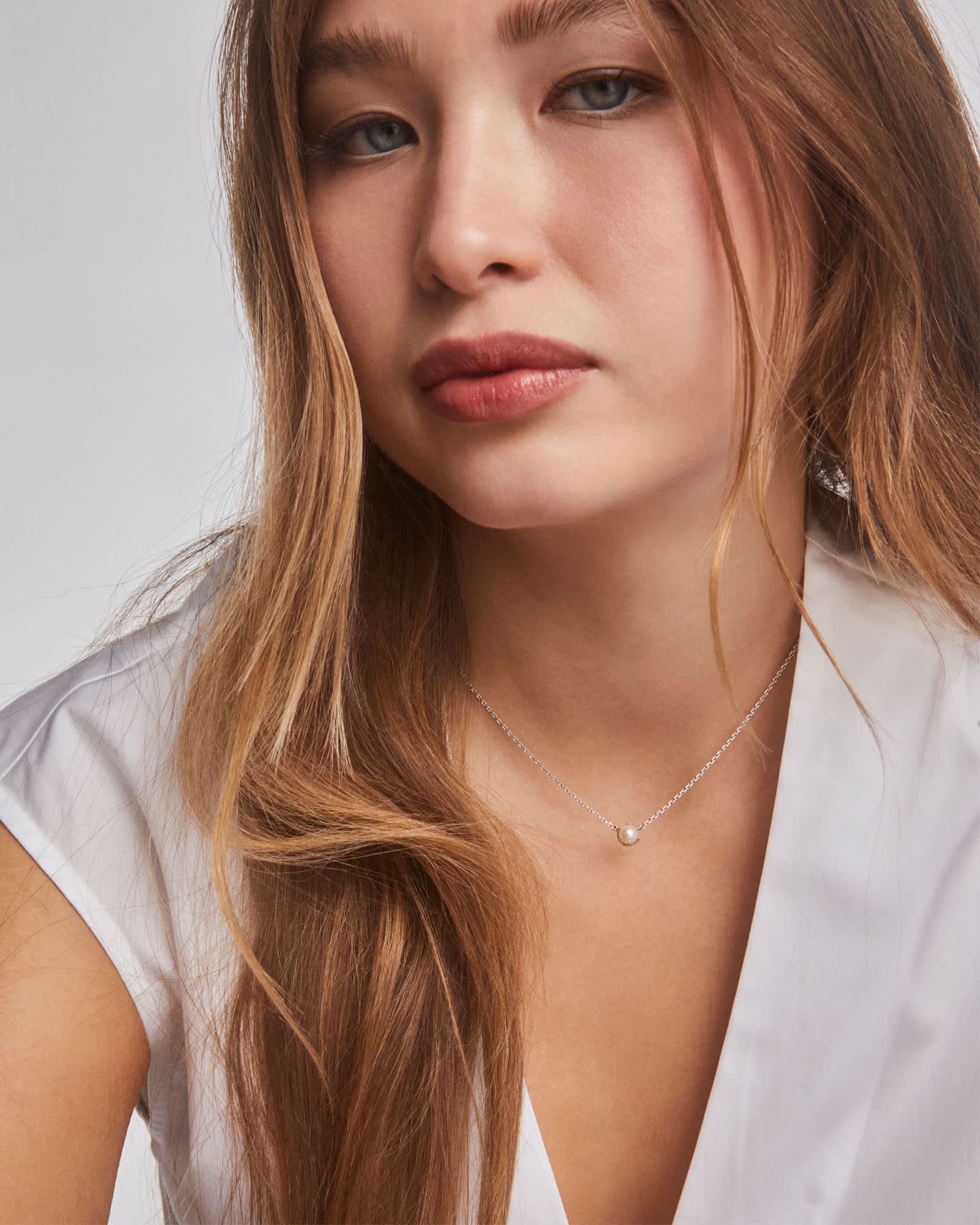 Crystal Letter B Silver Short Pendant Necklace in White Crystal