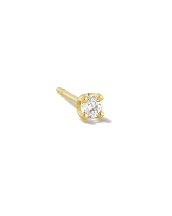 Mini Topaz 18k Gold Vermeil Single Stud Earring in White Topaz