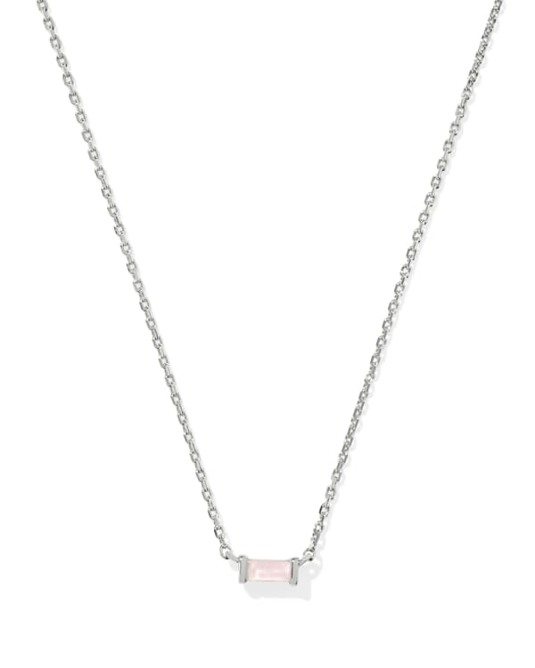 Juliette Silver Pendant Necklace in Rose Quartz