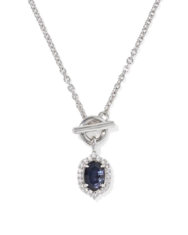 Daphne Crystal Frame Silver Toggle Necklace