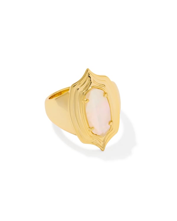 Elyse Stepped Frame Gold Cocktail Ring