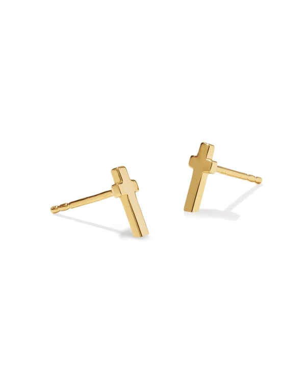 Cross 18k Gold Vermeil Stud Earrings