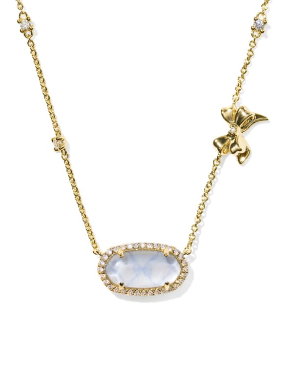 Kendra Scott x LoveShackFancy Elisa Pave Frame Gold Pendant Necklace