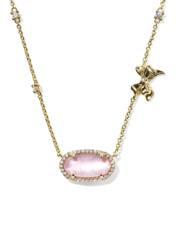 Kendra Scott x LoveShackFancy Elisa Pave Frame Gold Pendant Necklace