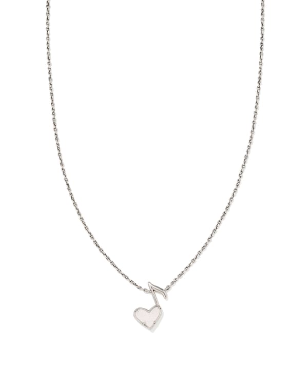Dolly Parton x Kendra Scott Vintage Silver Ari Heart Music Note Short Pendant Necklace in Iridescent Drusy