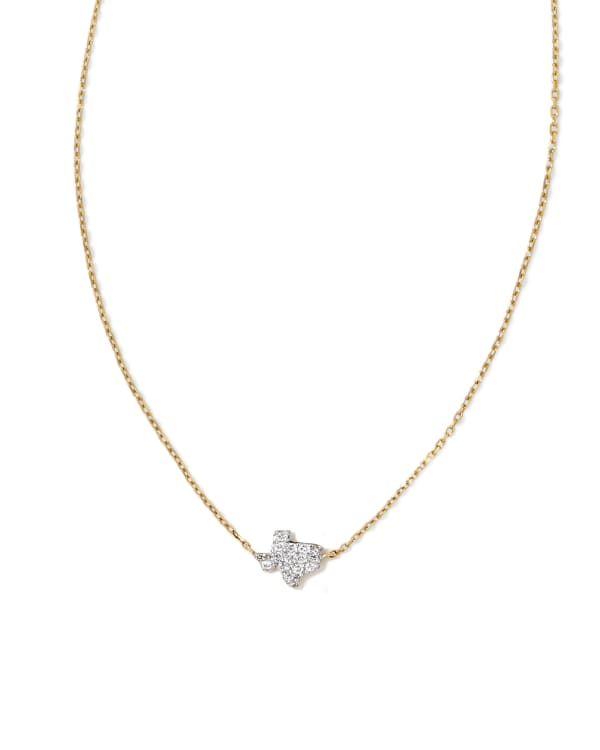 Tiny Texas 14k Yellow Gold Pendant Necklace in White Diamond