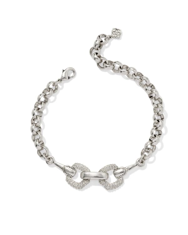 Beau Vintage Silver Pave Chain Bracelet in White CZ